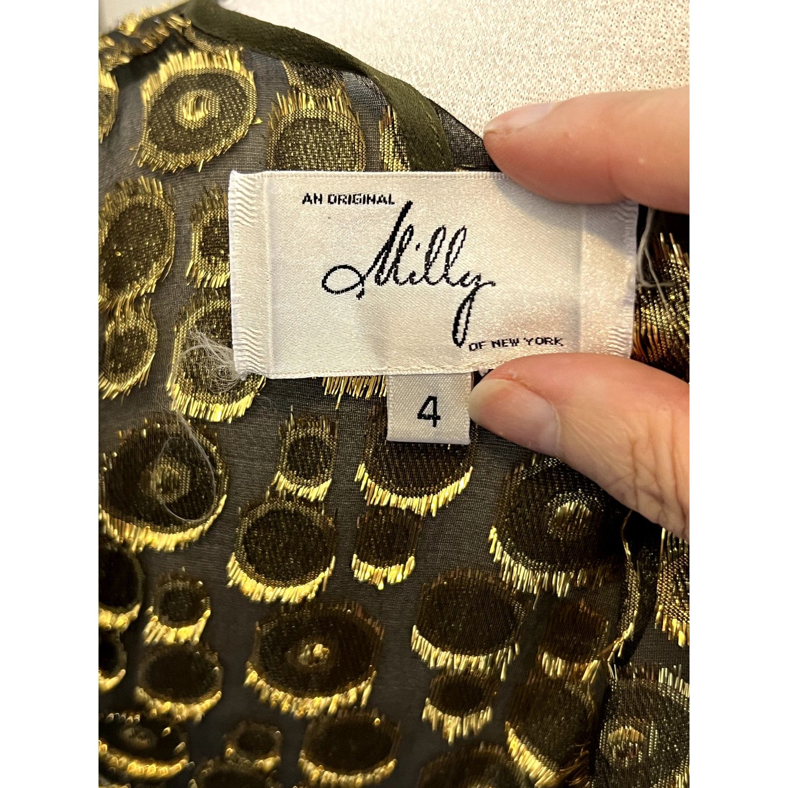 MILLY Milly New York Metallic Gold and black blouse Sz 4 Y2K S Size S / US 4 / IT 40 - 4 Thumbnail