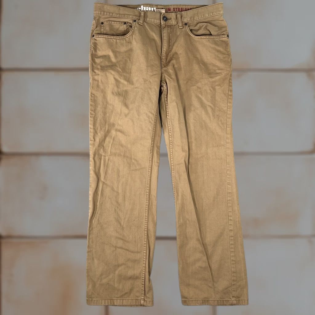 Vintage Urban Pipeline Slim Straight Pants Mens 36x32 Tan Khaki Cotton Chino Casual Size US 36 / EU 52 - 1 Thumbnail