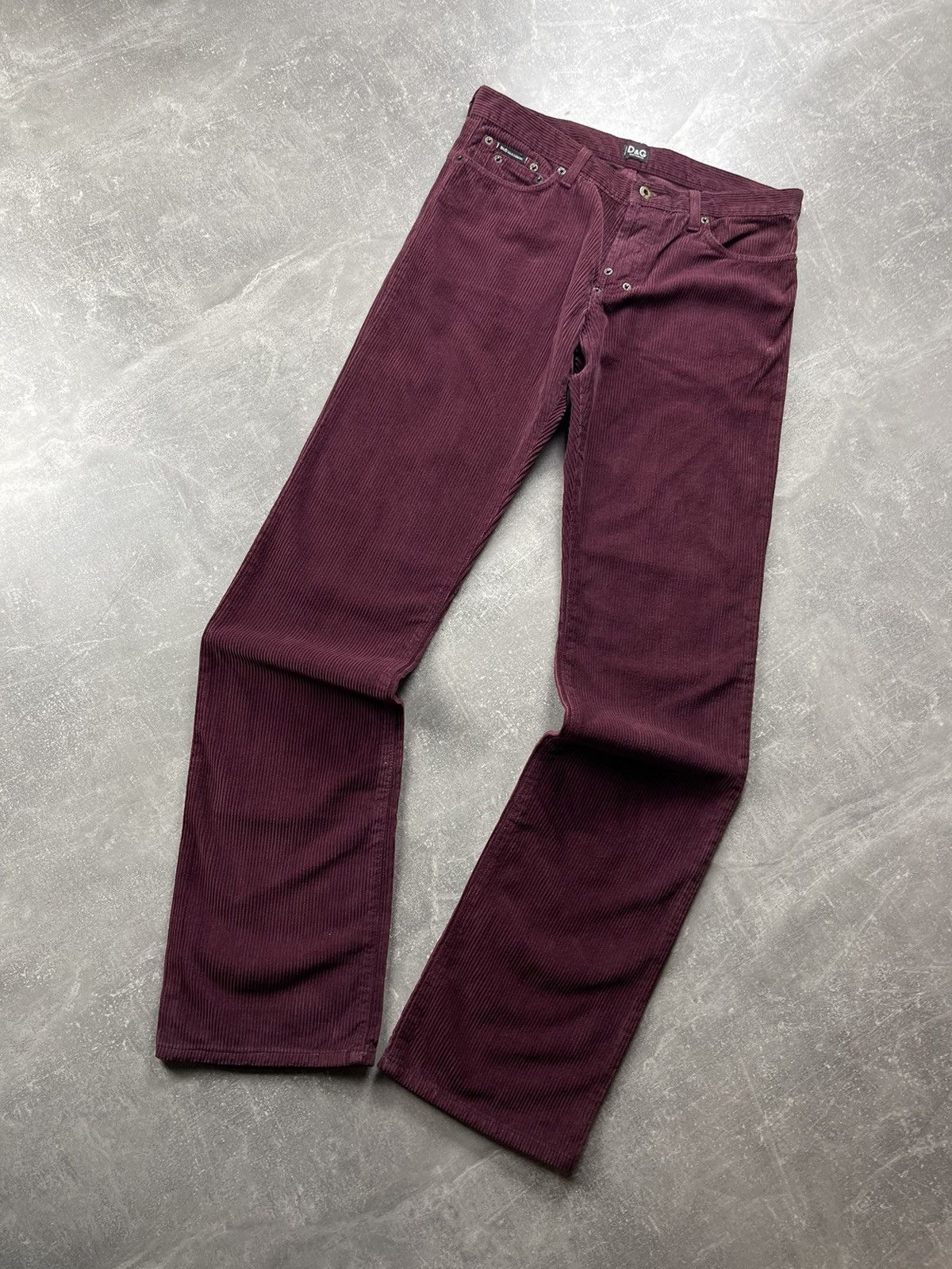 Dolce & Gabbana Dolce & Gabbana D&G DeadStock Burgundy Corduroy Flared Pants Size US 33 - 6 Thumbnail