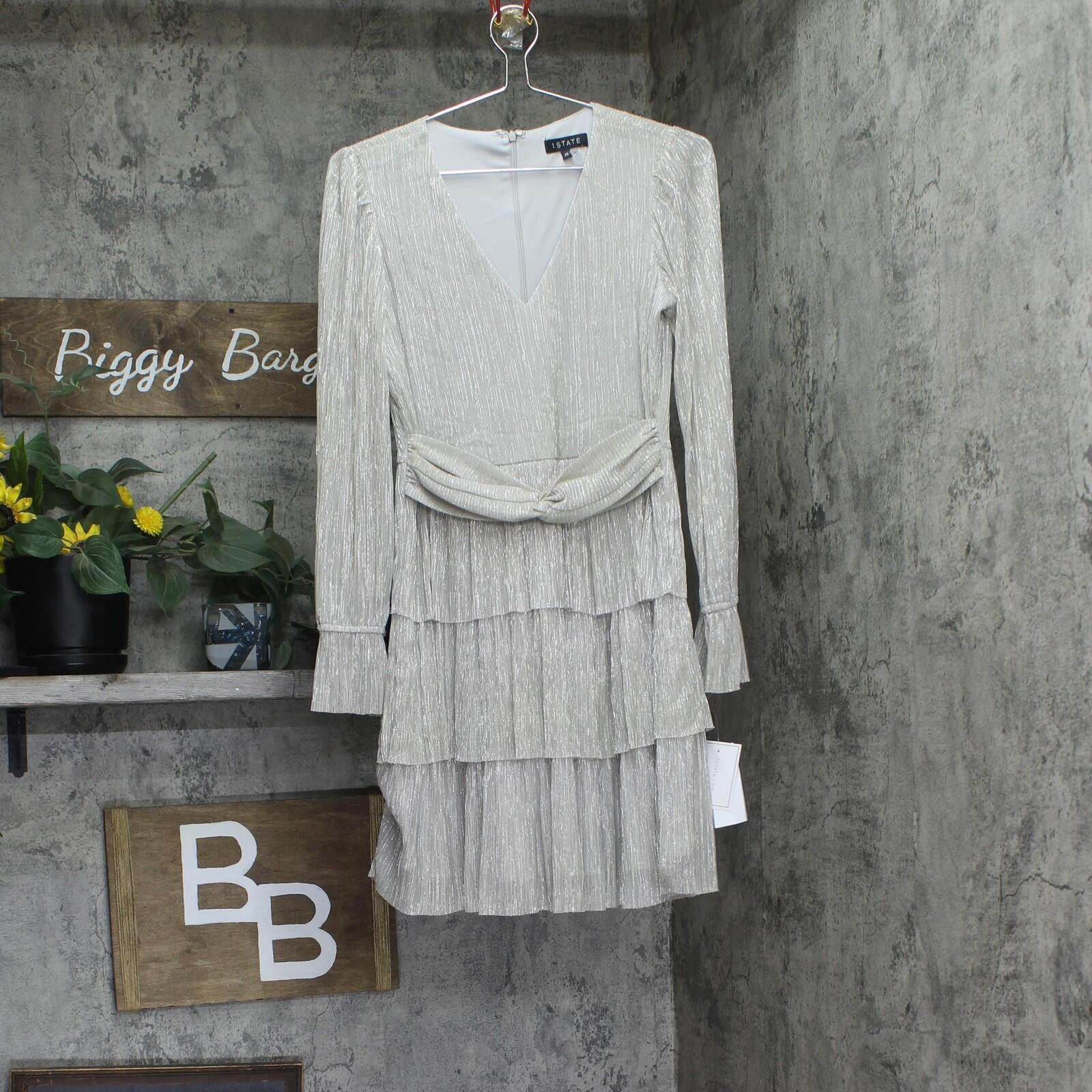 Other Nwt 1. State Tiered V-neck Dress Silver Gray / Gold Xs Size XS / US 0-2 / IT 36-38 - 1 Thumbnail