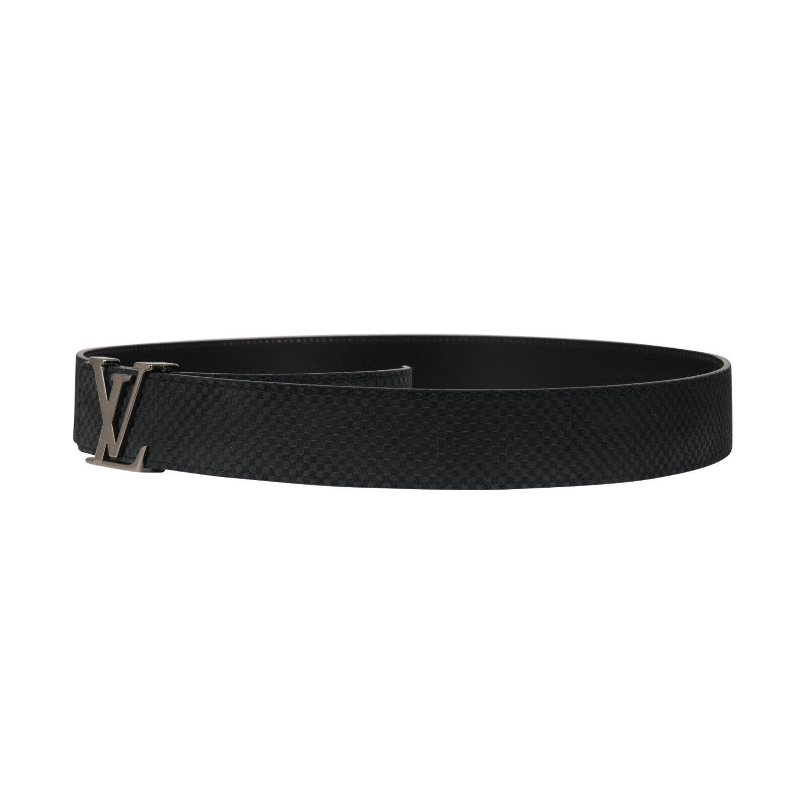 Louis Vuitton Mini Damier 40mm LV Initials Belt Blue Suede Size 40 - 3 Thumbnail