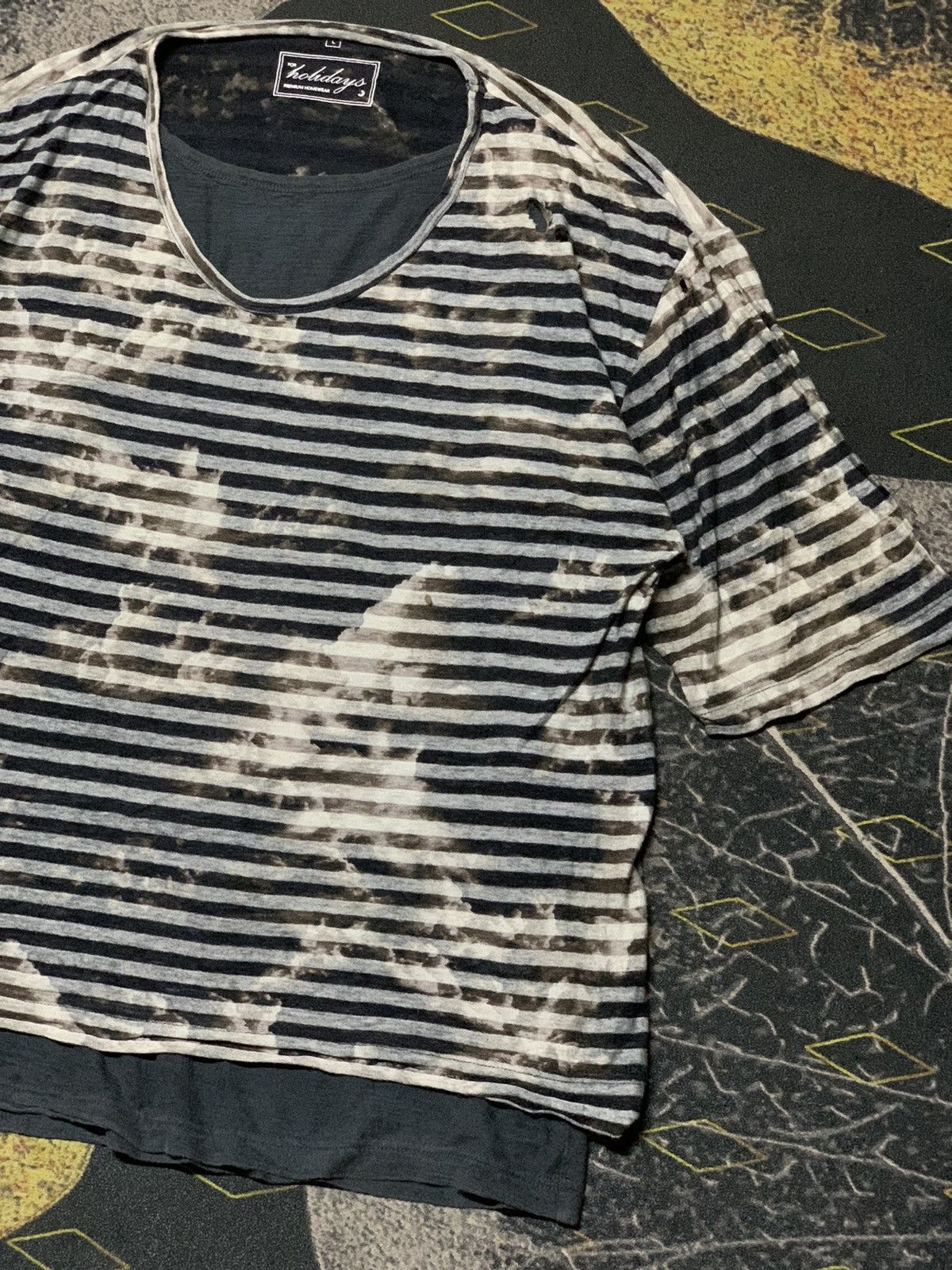 💥JapaneseBrand Stripe Layered Stripe Shirt Punk/Grunge Style
