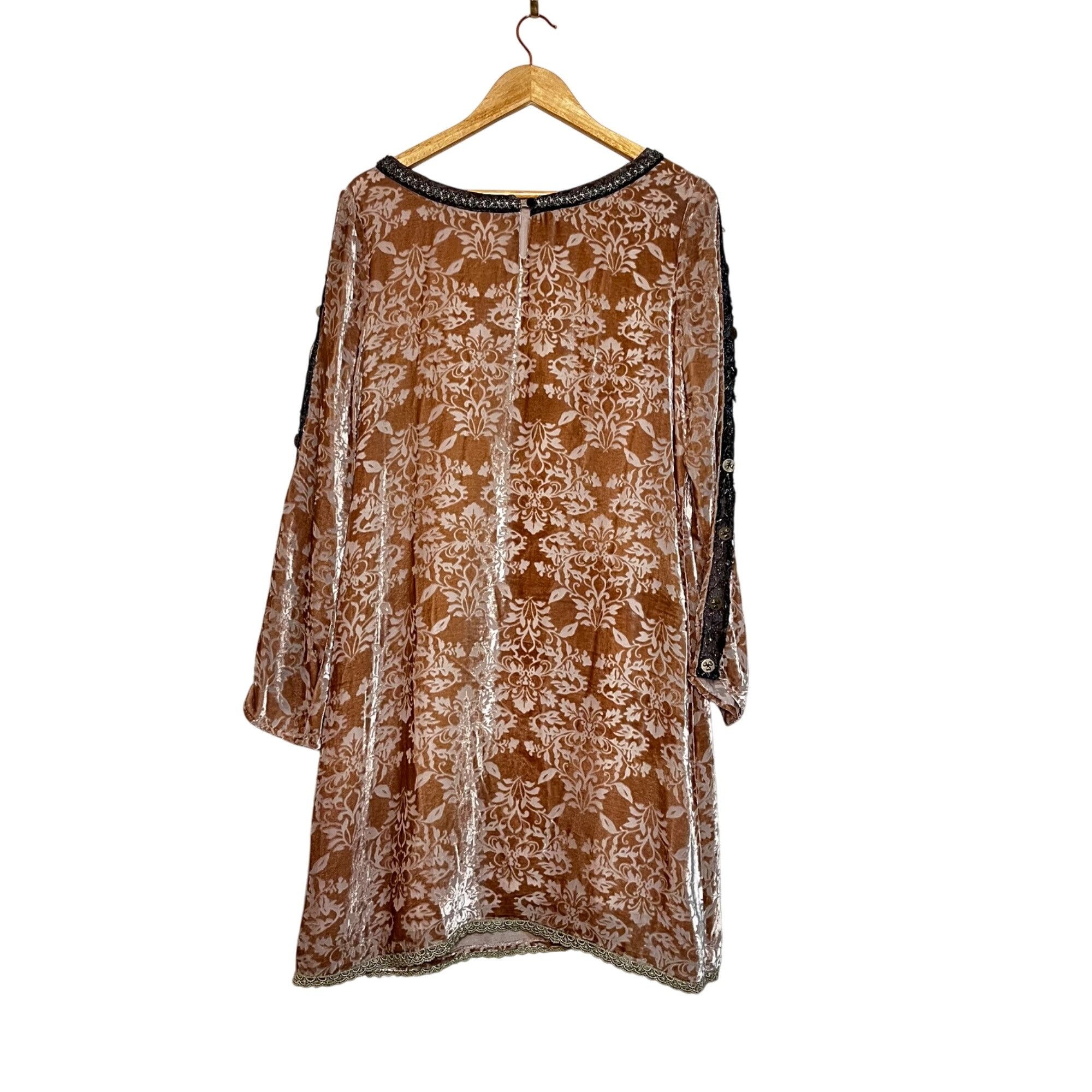 Other Sundance Champagne Crushed Velvet Silk Dress Bead Accent She Size XL / US 12-14 / IT 48-50 - 9 Thumbnail