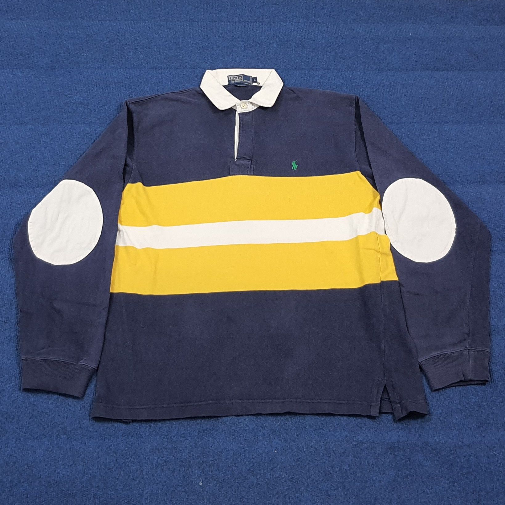 Polo Ralph Lauren Vintage Ralph Lauren Striped Rugby Polo Sweatshirt E1N17 Size US L / EU 52-54 / 3 - 1 Thumbnail