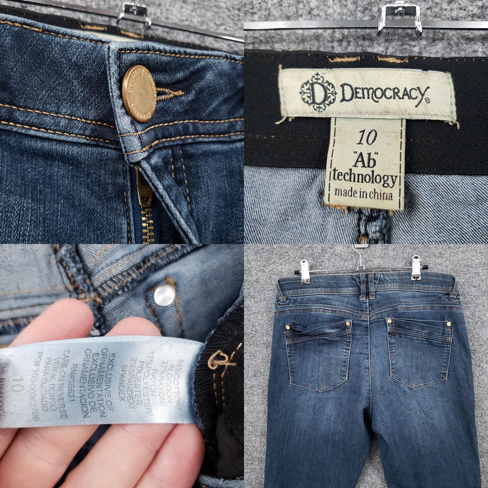Vintage Democracy Ab Technology Skinny Jeans Womens Size 10 Blue Stretch Dark Wash Denim Size 32" / US 10 / IT 46 - 8 Thumbnail