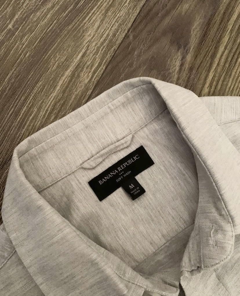 Banana Republic Mens Shirt BANANA REPUBLIC Cotton Misty Grey Long Sleeve Size US M / EU 48-50 / 2 - 4 Thumbnail