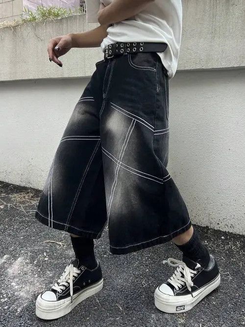 Japanese Brand WASHED opium jorts GOTHIC punk Y2K Size US 34 / EU 50 - 3 Thumbnail