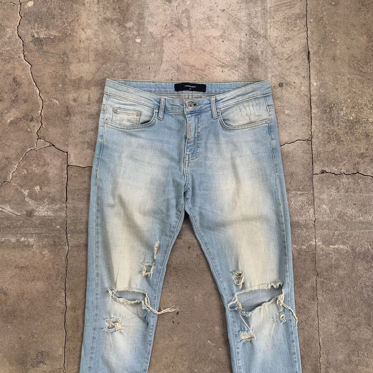Represent Clo. Represent Knee Destroyer denim indigo jeans pants Size US 30 / EU 46 - 3 Thumbnail