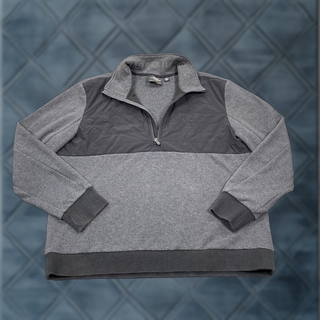 Harley Davidson Harley-Davidson Sweater Mens XL Gray 1/4 Zip Mock Neck Quilted Pullover Logo Size US XL / EU 56 / 4 - 1 Thumbnail
