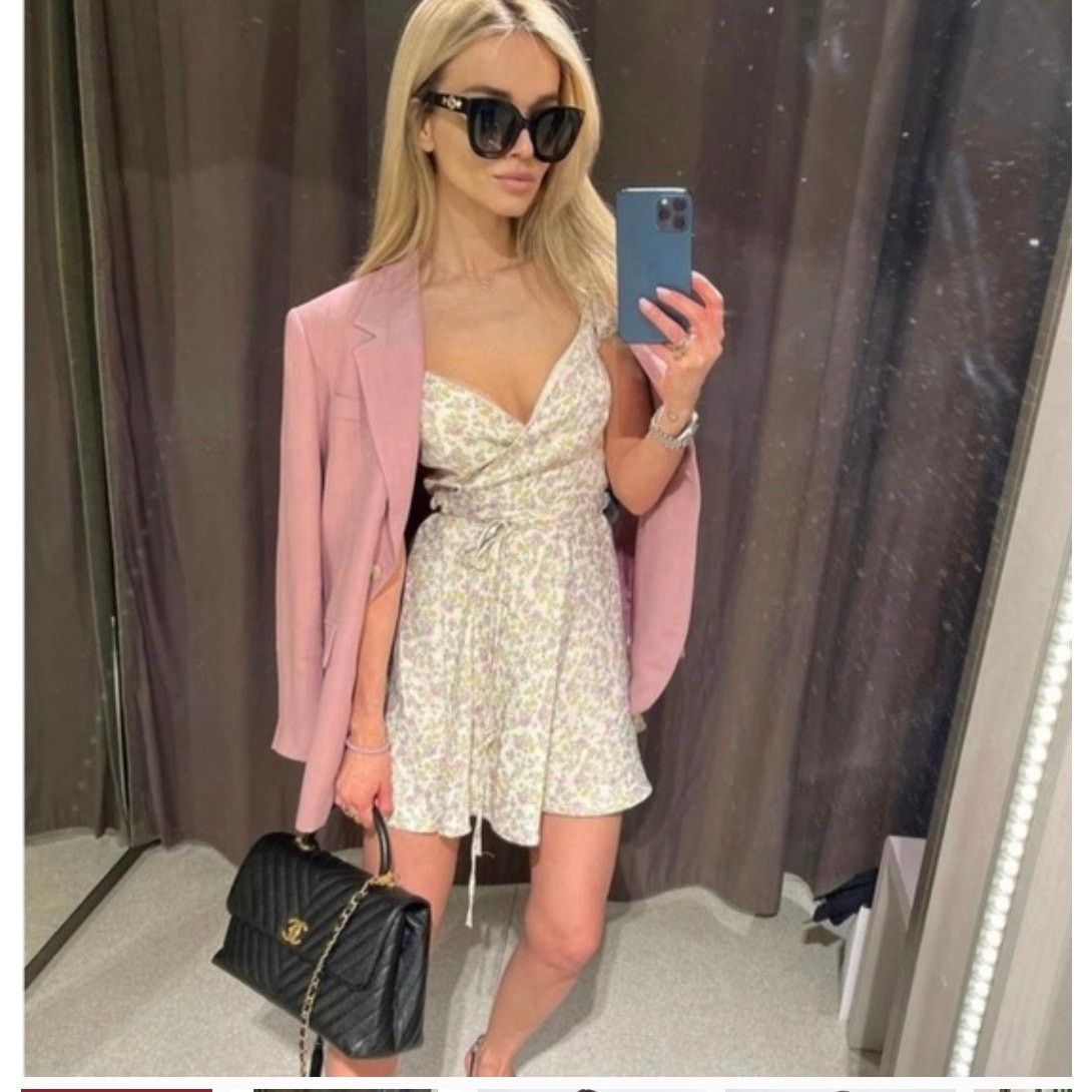 Zara ZARA BLOGGER FAVORITE SATIN EFFECT PRINT DRESS Size XS / US 0-2 / IT 36-38 - 2 Thumbnail
