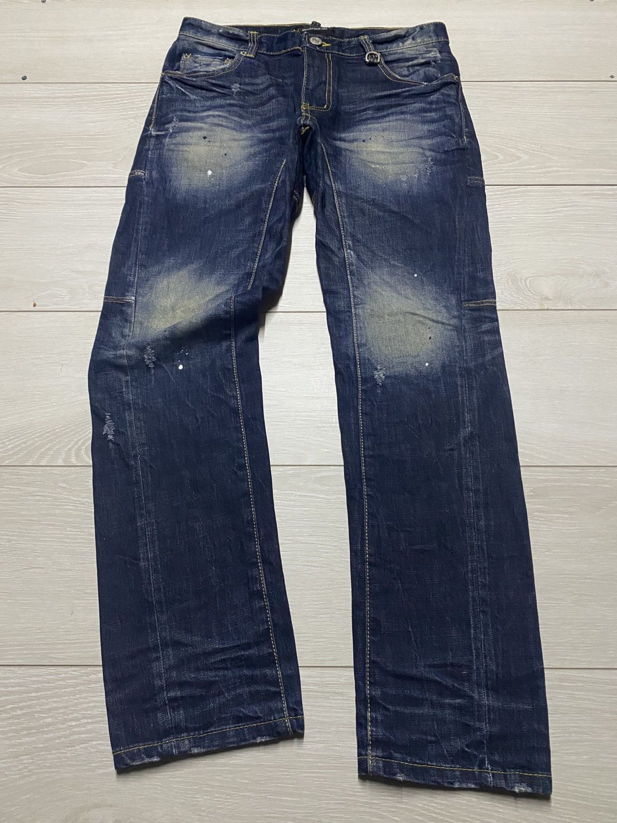 Japanese Brand Vintage AnotherShop Rag Paint Splatter Faded Skinny Jeans Size US 31 - 1 Thumbnail