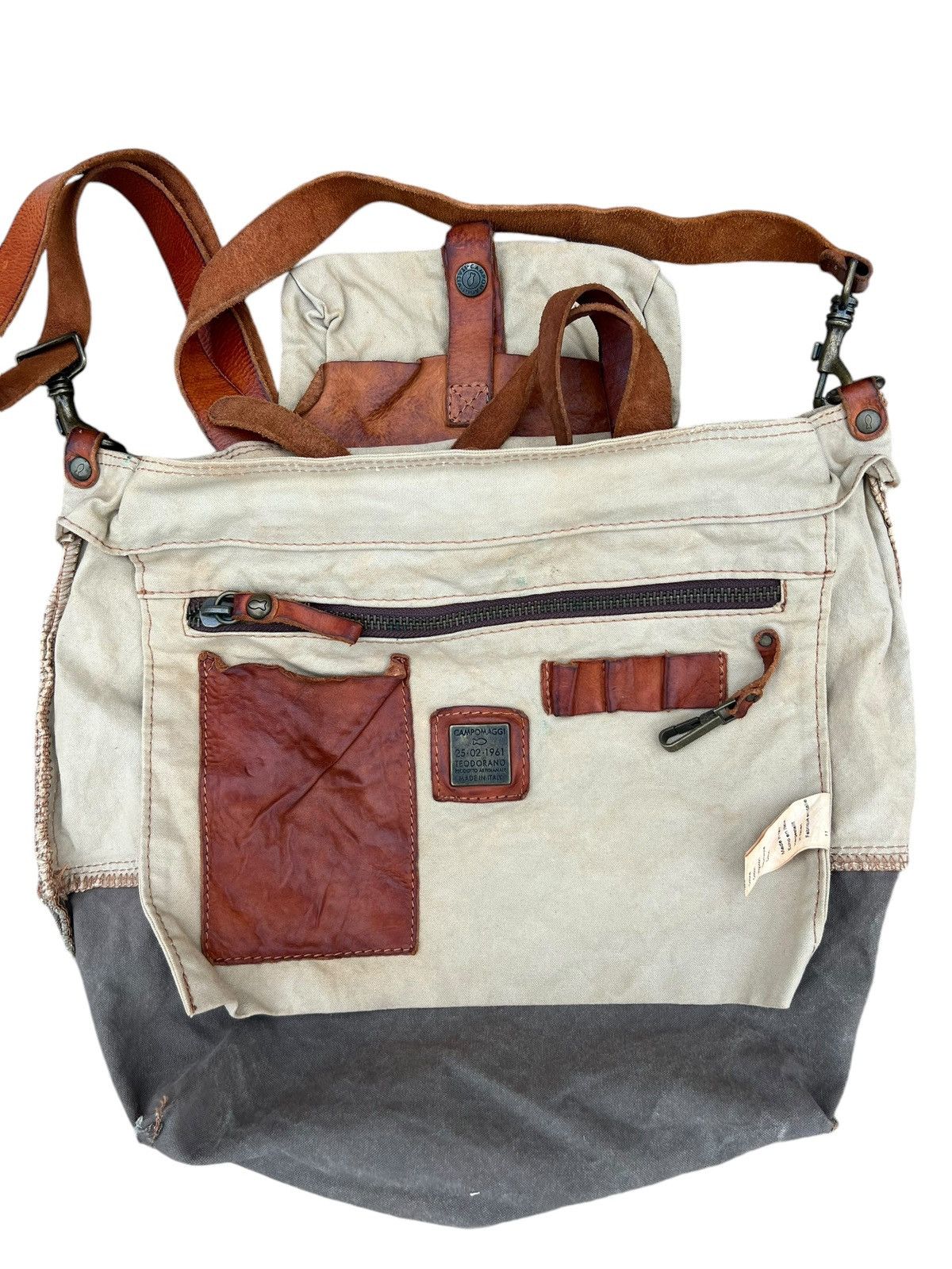 Leather Campomaggi Dirty Fade Canvas Leather 2Way Bag Size ONE SIZE - 20 Thumbnail