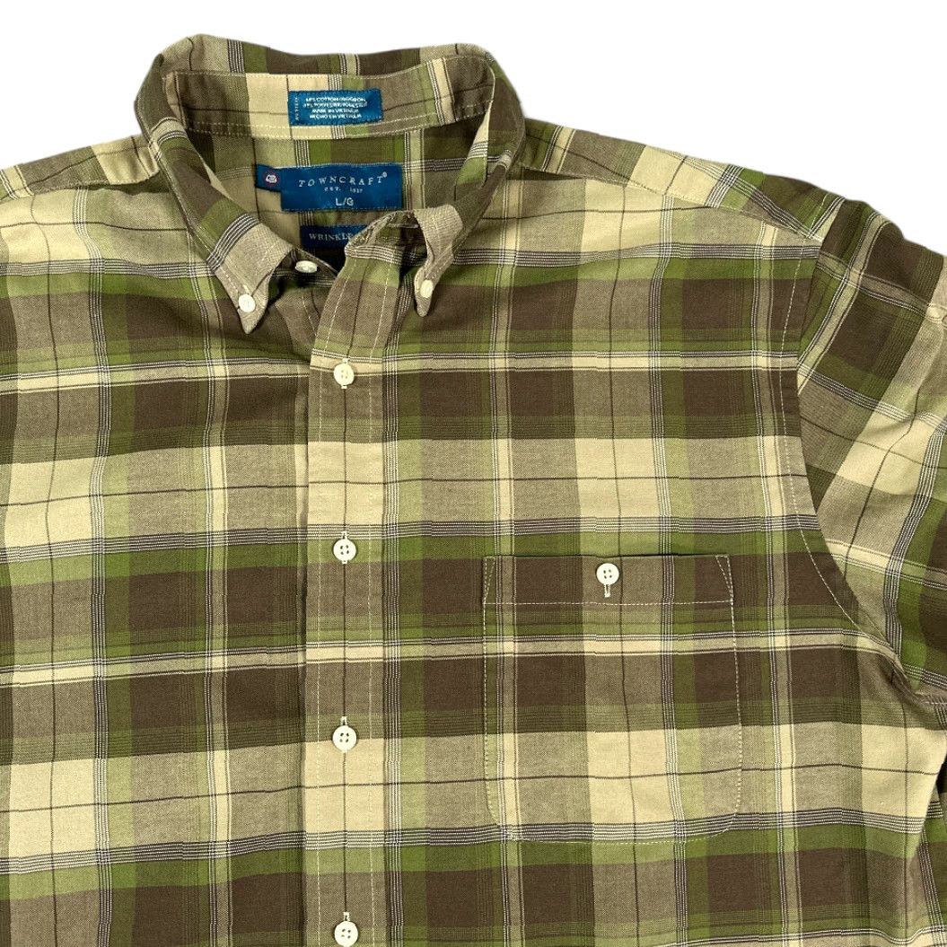 Vintage VINTAGE Towncraft Shirt Mens Adult LARGE Brown Green Plaid Military Camo 90s Long Sleeve Button-Up Size US L / EU 52-54 / 3 - 2 Thumbnail