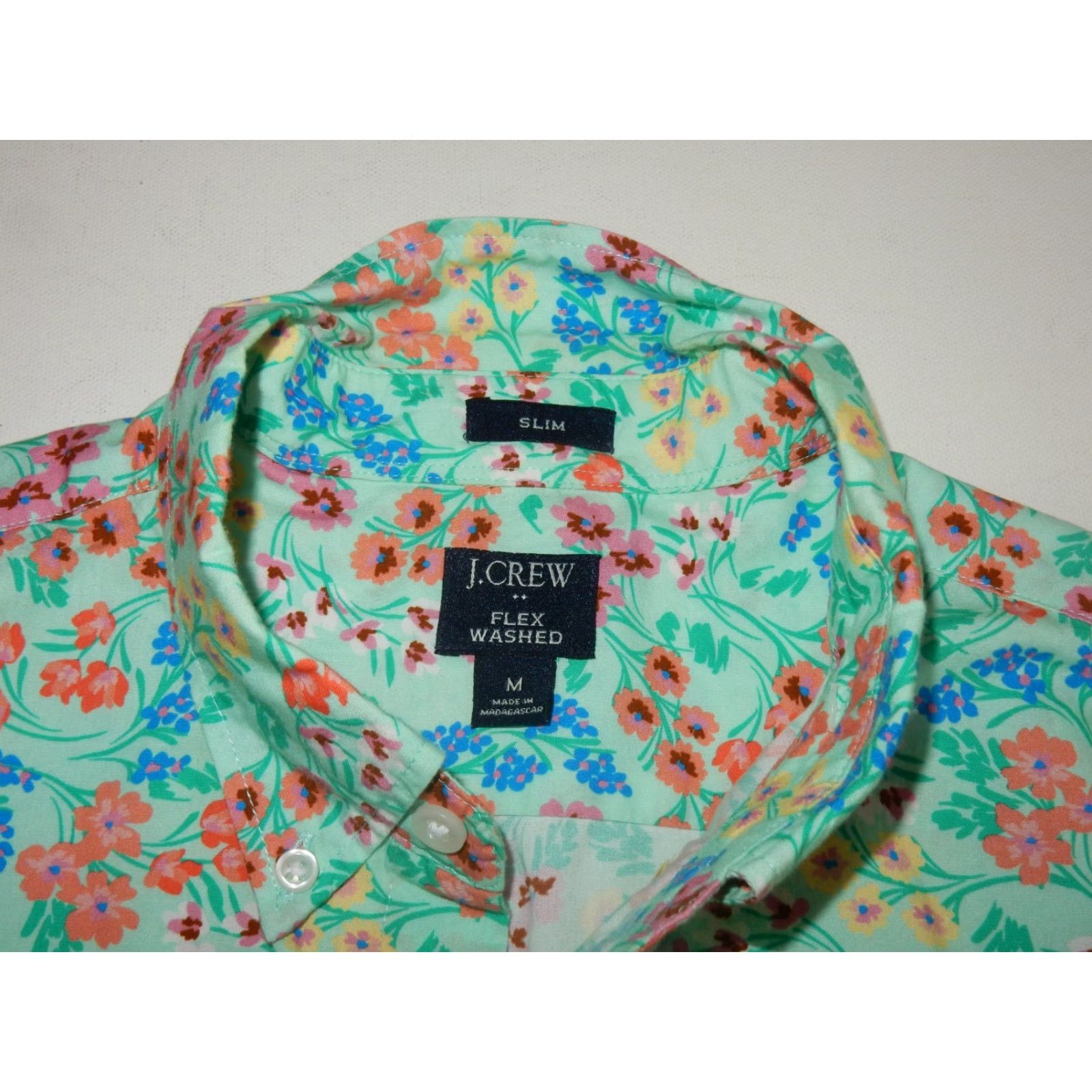 J.Crew J.CREW Slim Fit Button-Up Shirt Men's Short Sleeve Medium Green Floral Size US M / EU 48-50 / 2 - 4 Thumbnail