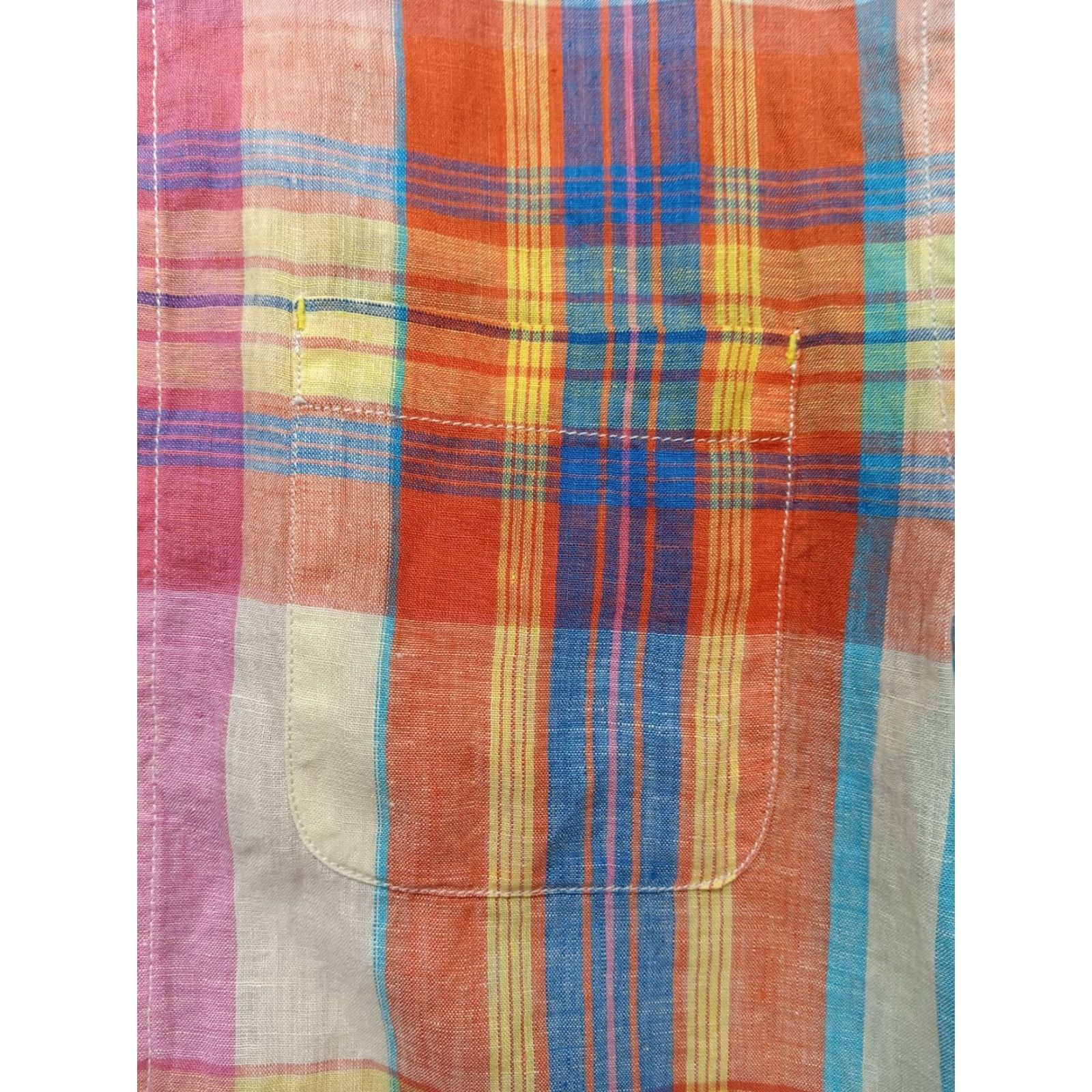 Tommy Bahama Tommy Bahama Womens Shirt Sz S/P Plaid Pastel Multicolor 100% Linen Button Up Short Sleeve Size S / US 4 / IT 40 - 4 Thumbnail