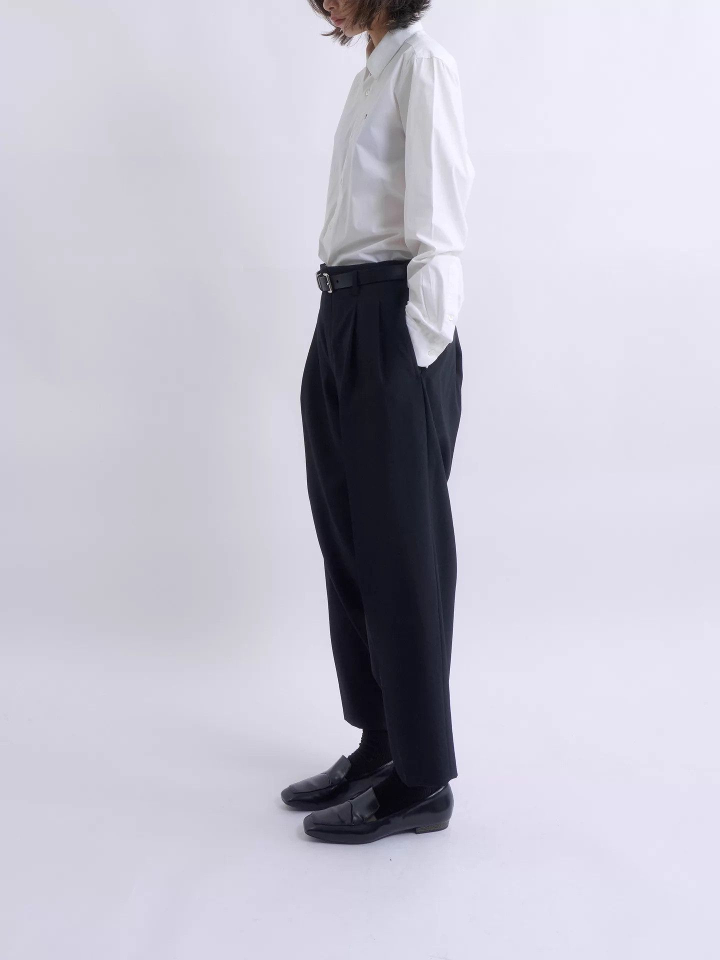 Comme des Garcons CDG Homme Plus Black Pleated Tapered Trousers XS Size US 27 - 3 Thumbnail
