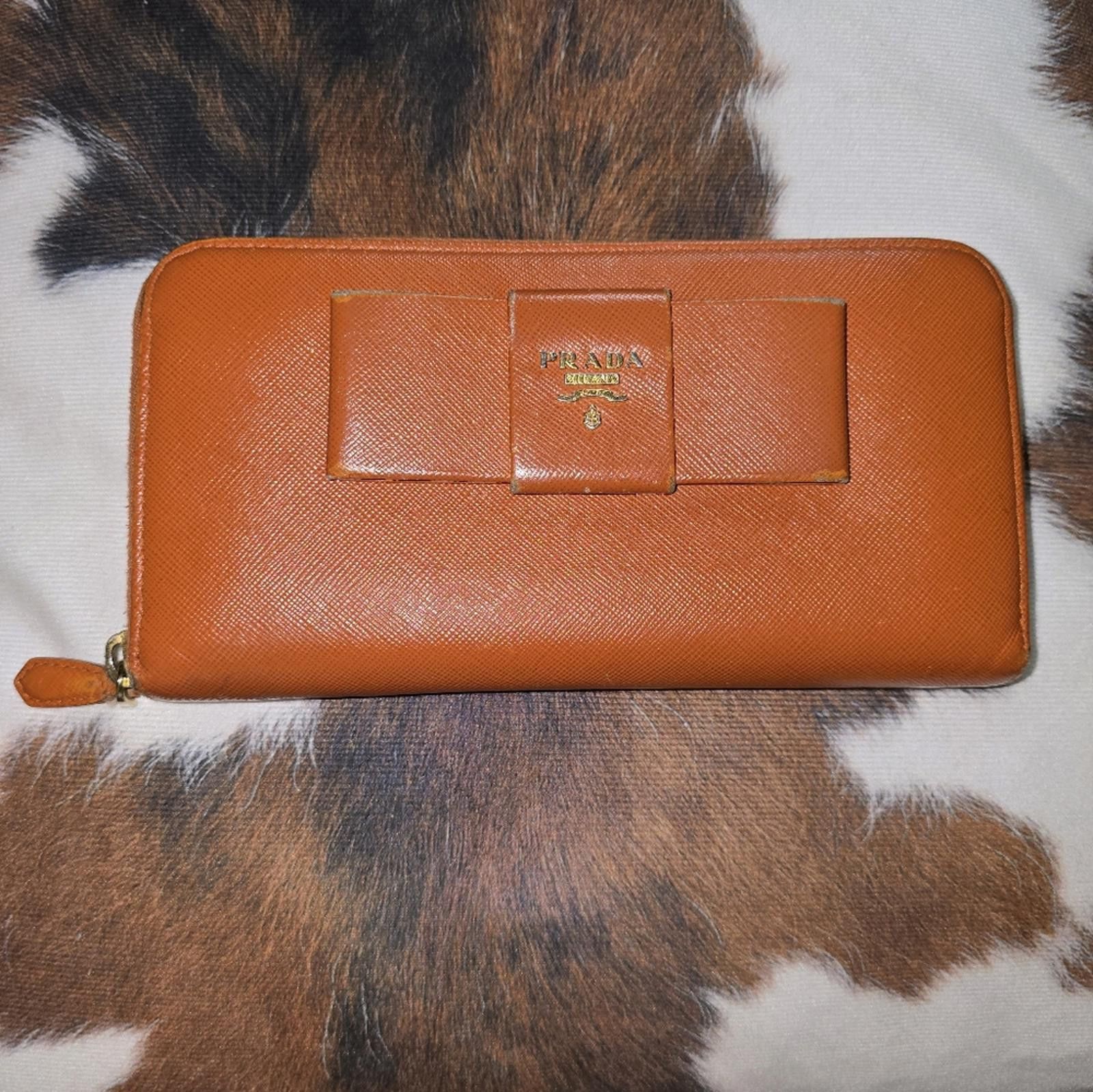 Prada Authentic Orange Prada Zip Wallet Size ONE SIZE - 1 Thumbnail