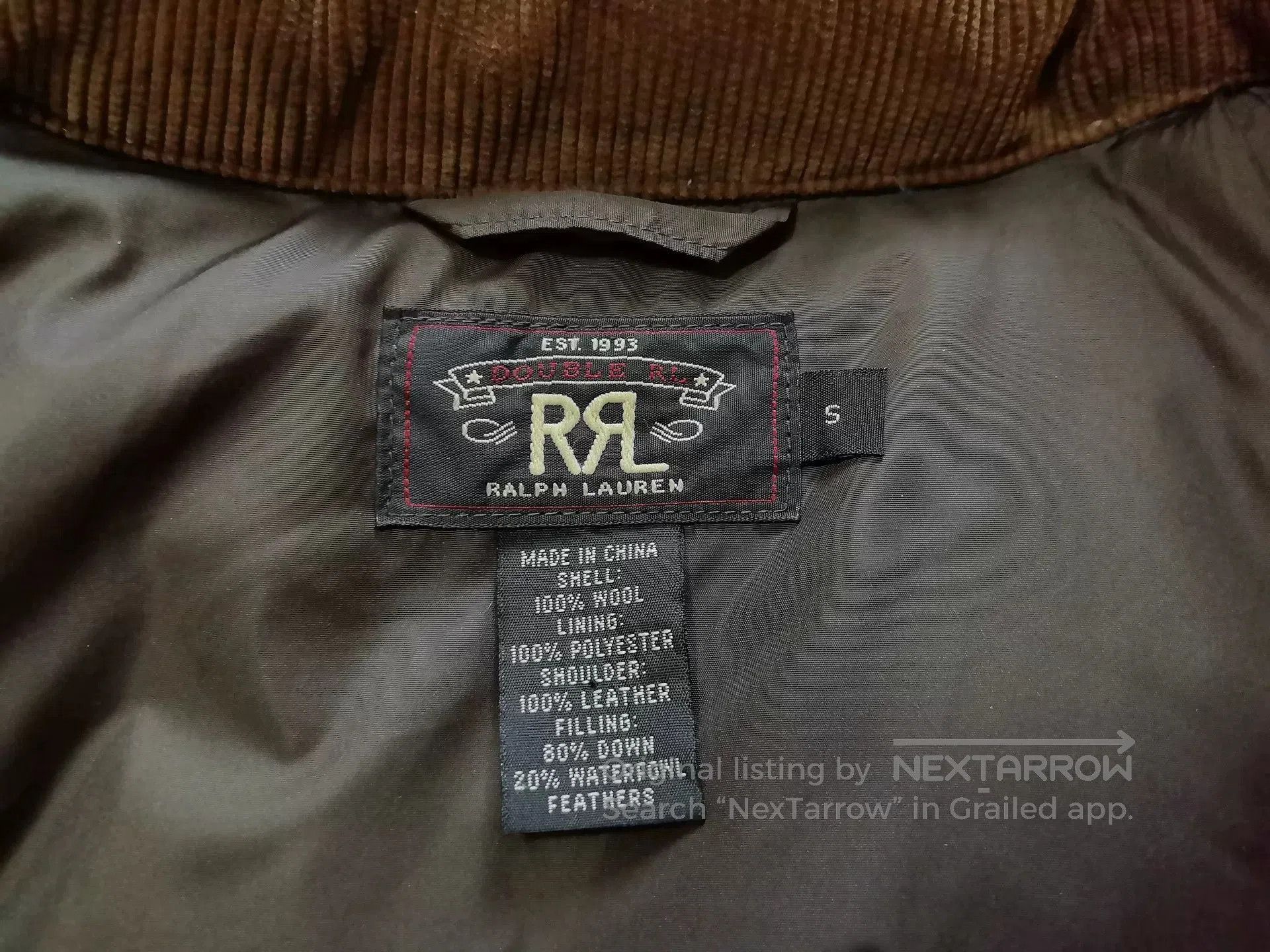 RRL Ralph Lauren RRL Double RL Vintage Wool Leather Down Jacket. Size US S / EU 44-46 / 1 - 6 Thumbnail