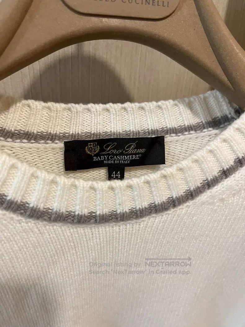 Loro Piana Loro Piana White Striped Cashmere Sweater Size M / US 6-8 / IT 42-44 - 5 Thumbnail