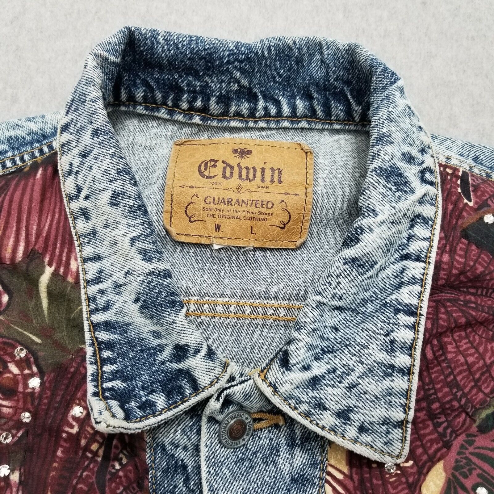 Other Edwin Jean Jacket Womens Large Blue Denim Pockets Stones Size L / US 10 / IT 46 - 10 Thumbnail