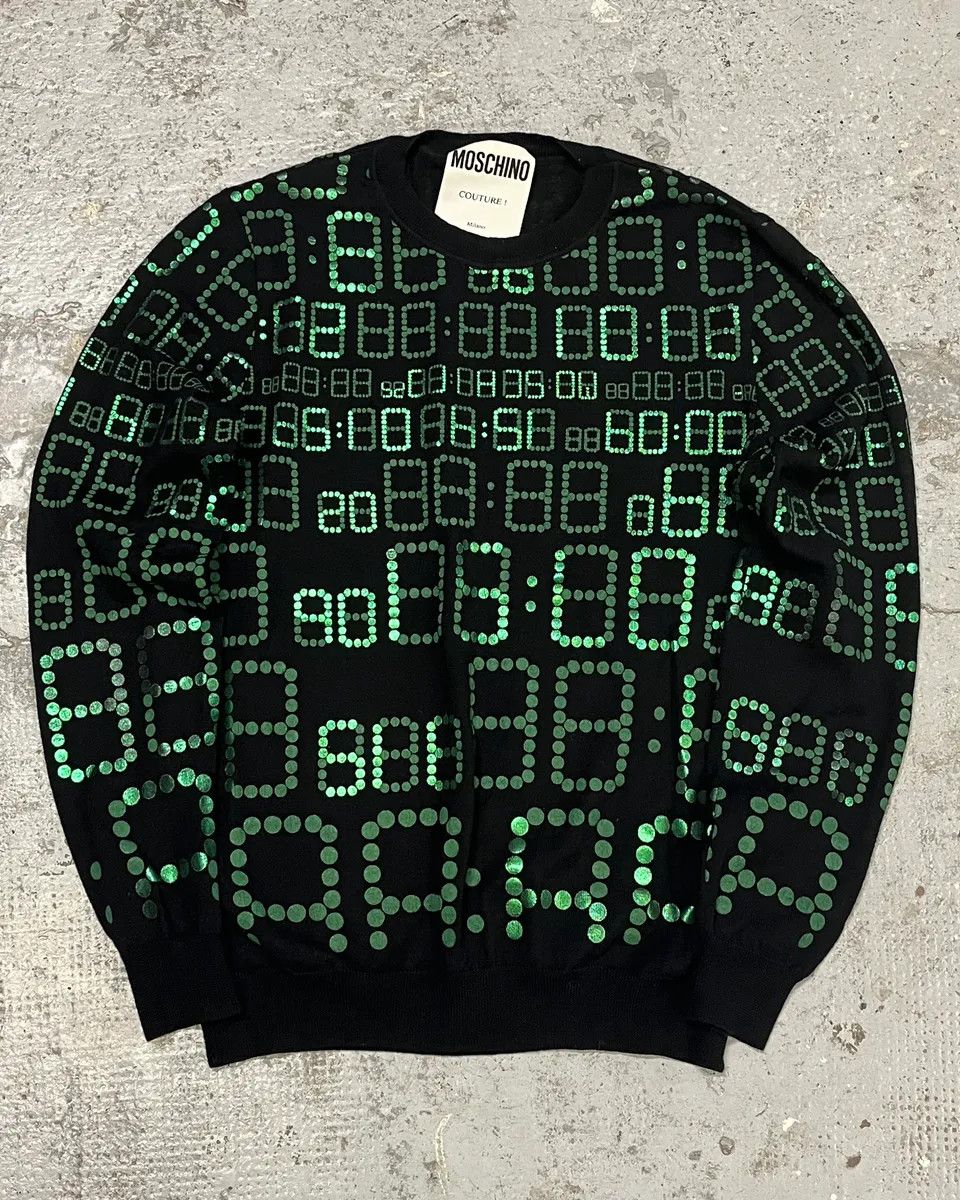 2010s Moschino Black & Green Alarm Number Sweater