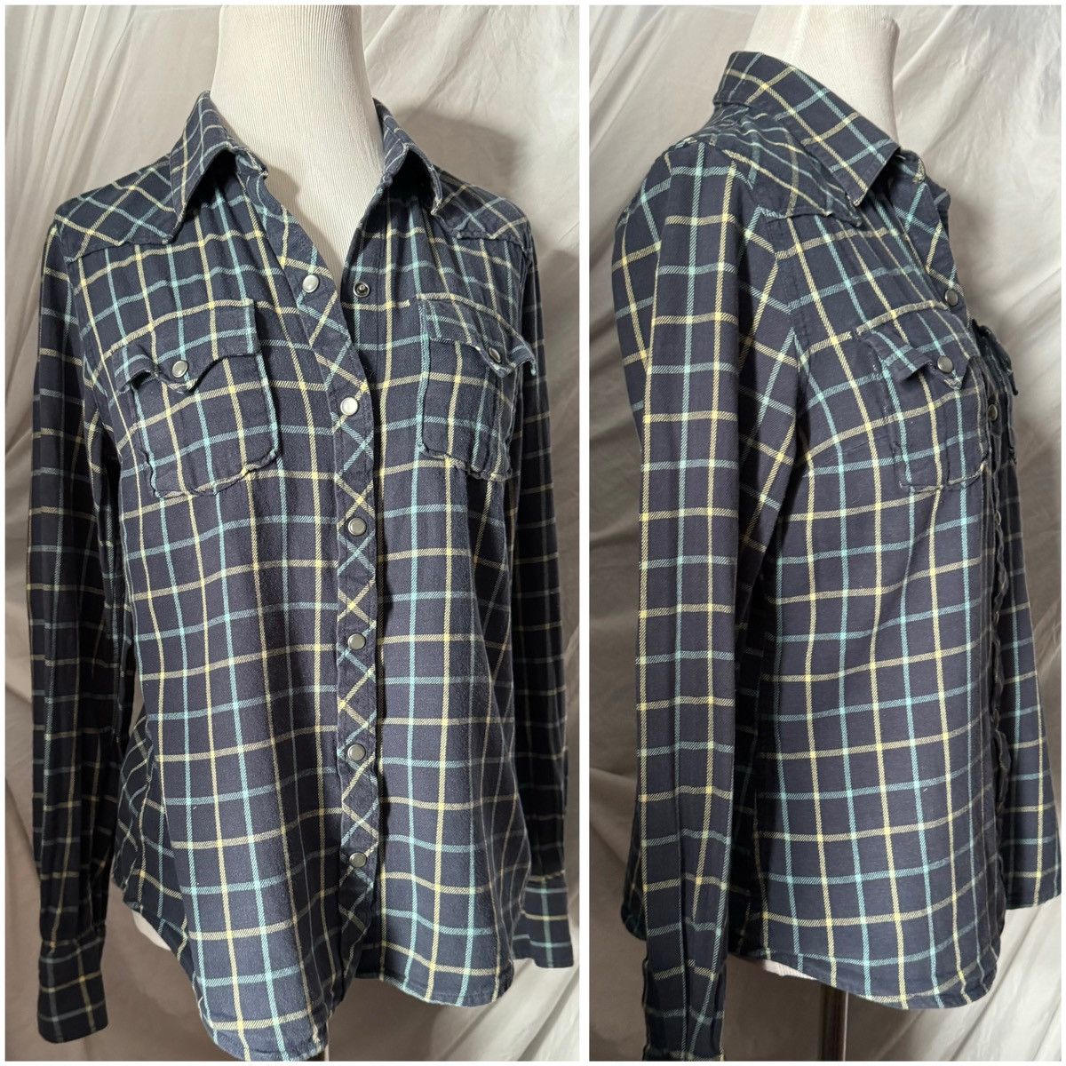 Vintage Vintage, Custom Kurt Cobain Art, Plaid Button Up Size ONE SIZE - 10 Thumbnail