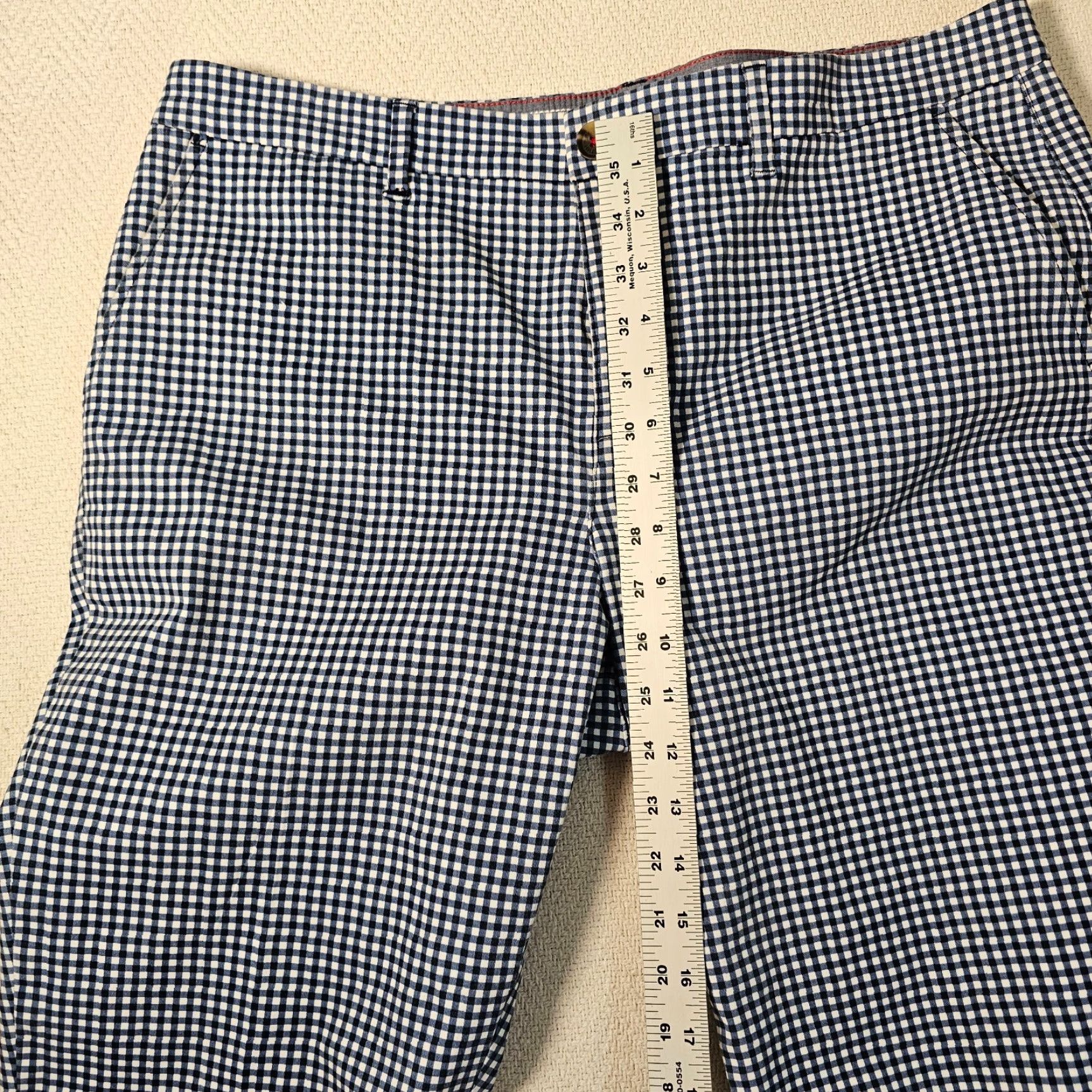 Tommy Hilfiger Tommy Hilfiger Women's Blue and White Check Plaid Straight Fit Pants 14 Size 36 in Waist Inseam 26.5 in Chino Size 36" / US 14 / IT 50 - 6 Thumbnail