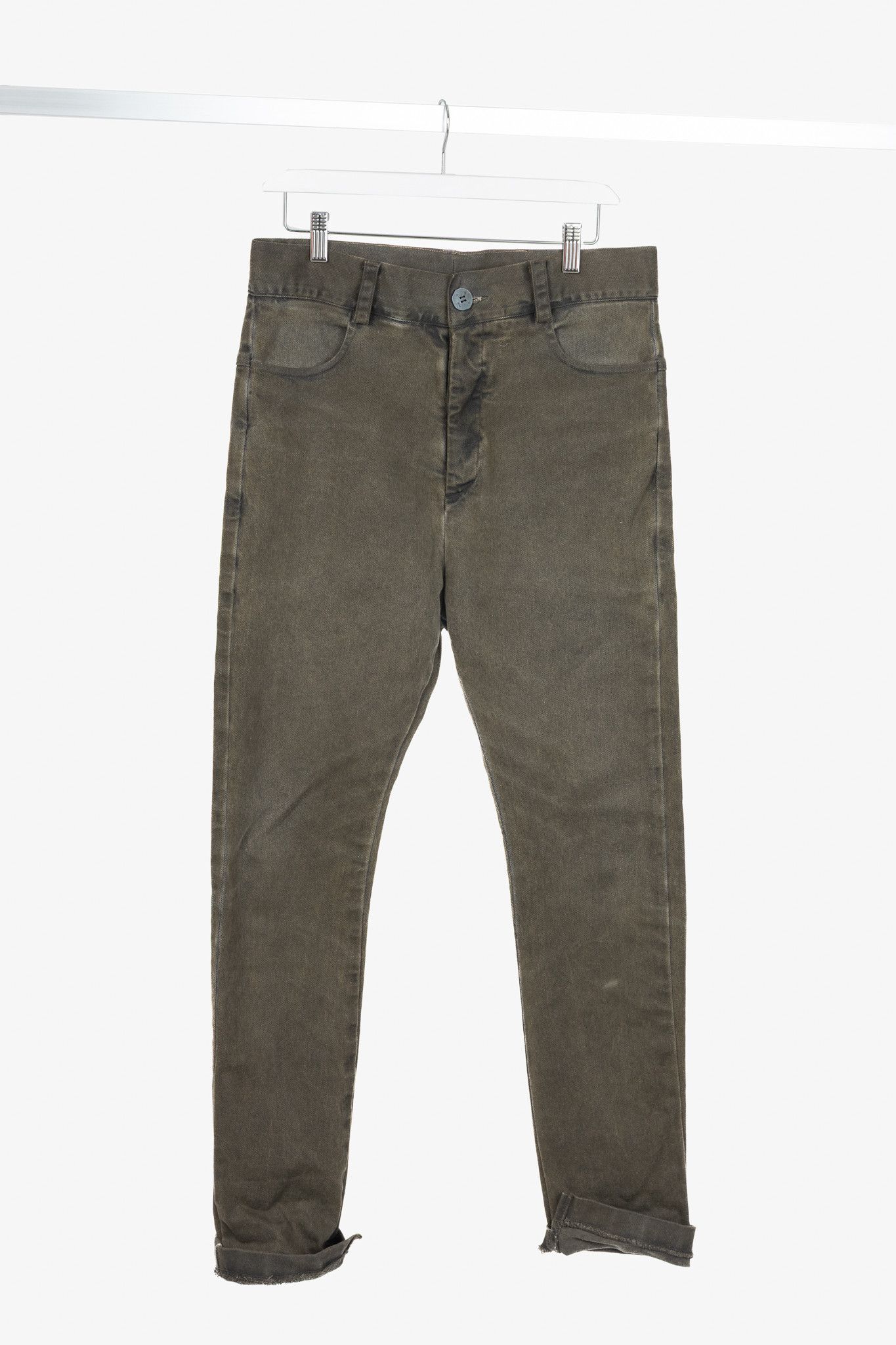 10sei0otto 10sei0otto Green Cotton Staggered-Hem Slim Jeans Size US 31 - 1 Thumbnail