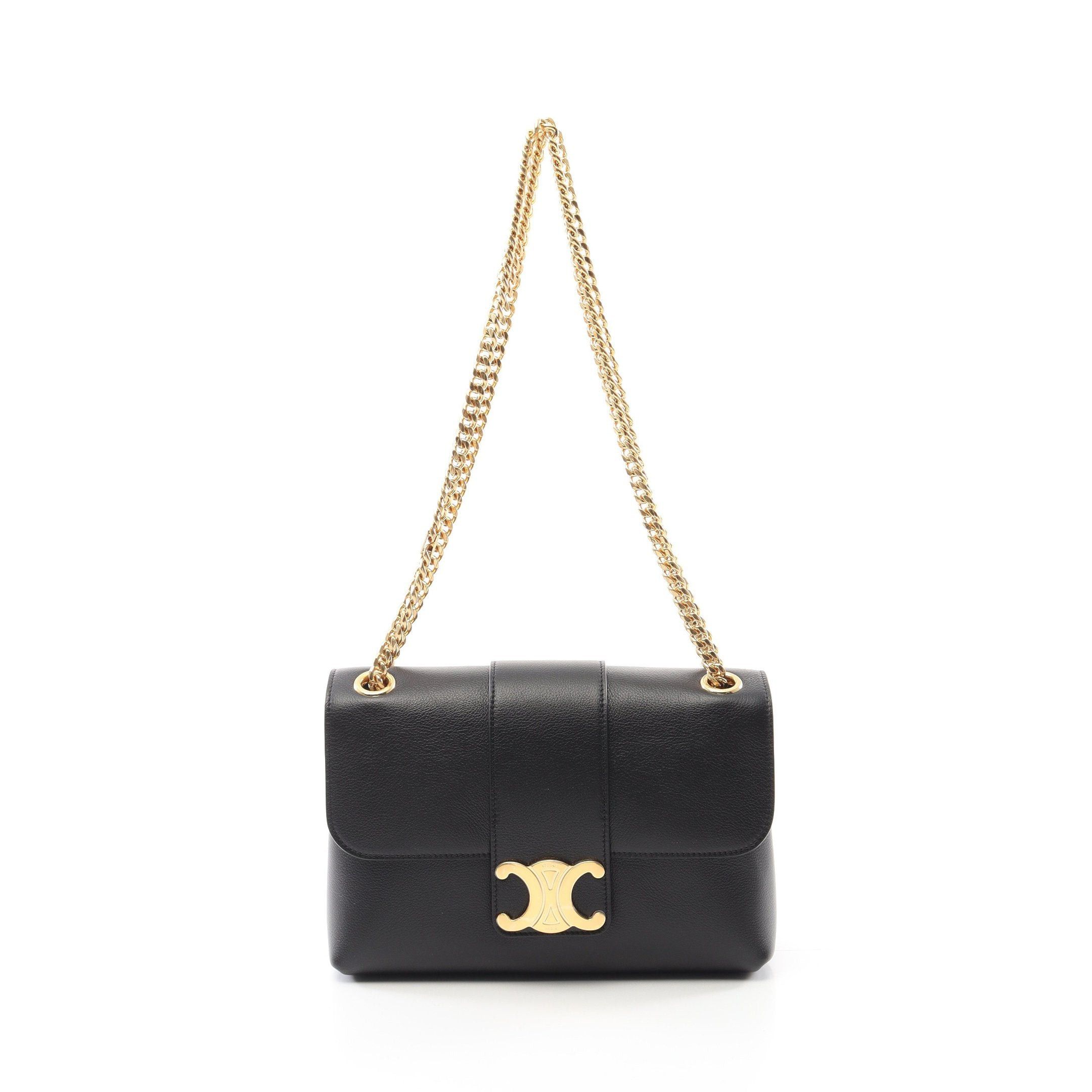 Celine Celine Victor Medium Double Chain Shoulder Bag Leather Black Size ONE SIZE - 1 Thumbnail