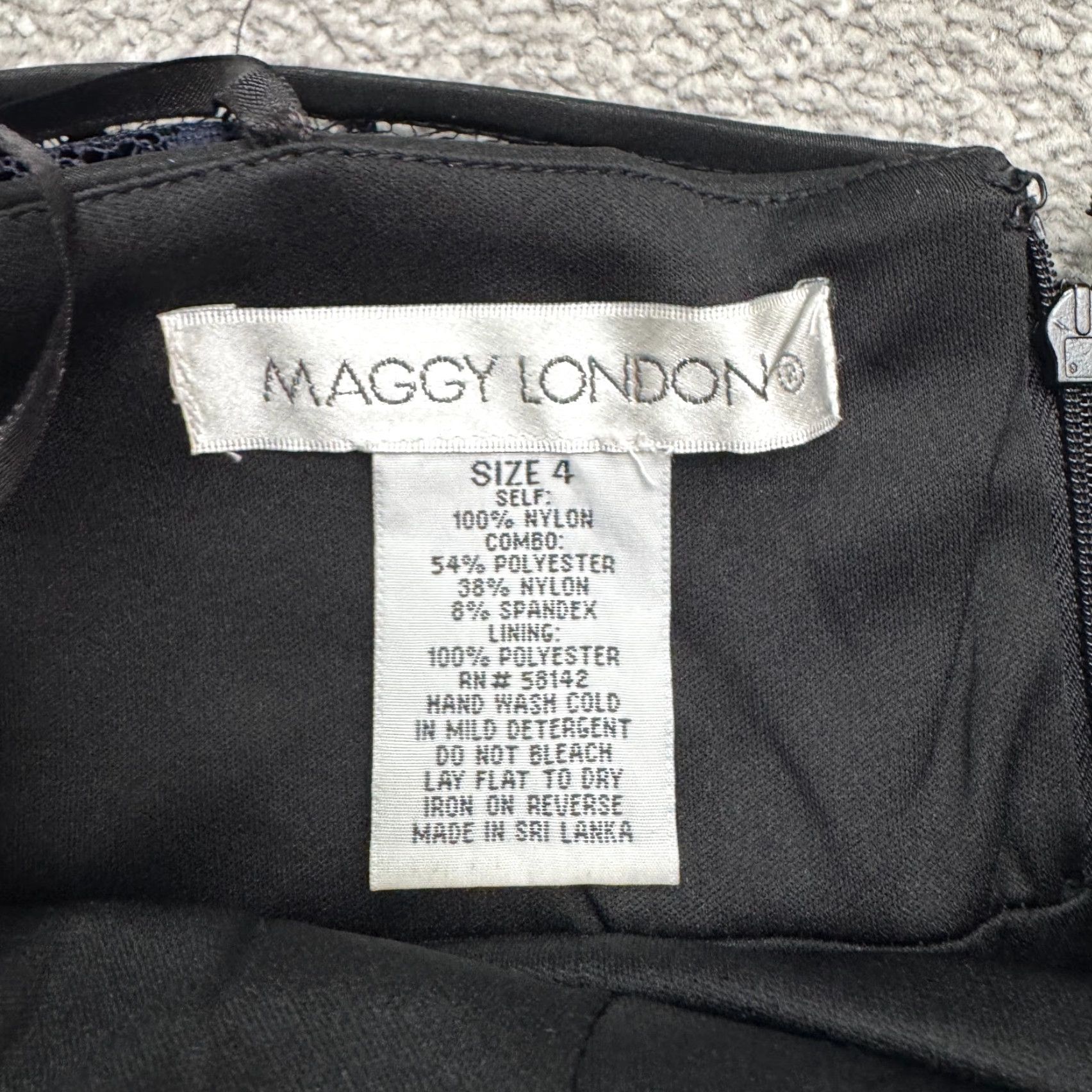 MAGGY LONDON Maggy London Dress Womens 4 Navy Blue Lace Overlay Pencil Midi Sheath Cocktail Size S / US 4 / IT 40 - 7 Thumbnail