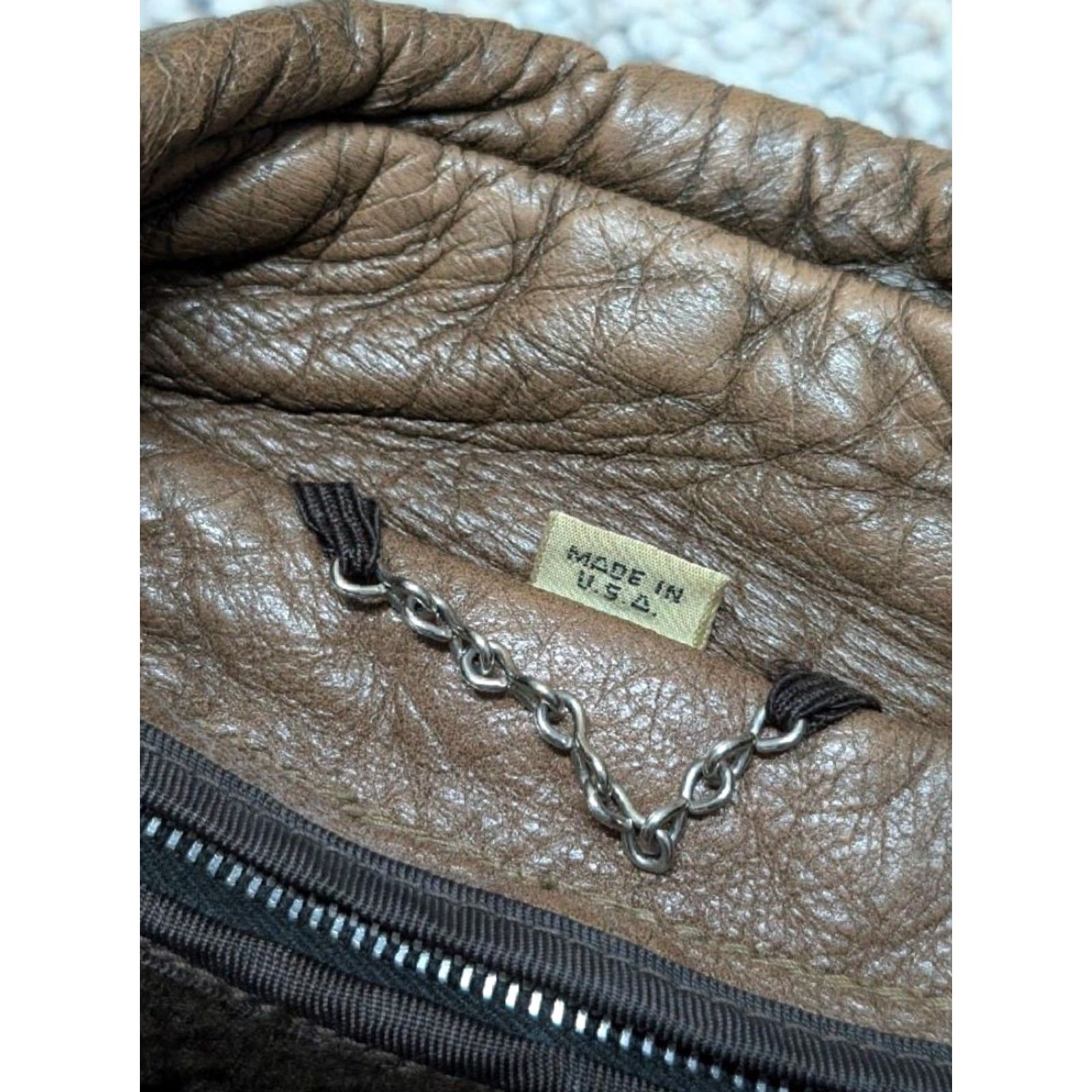 Doublet VINTAGE USA made DOUBLE BREASTED leather coat 38 brown PATINA cowhide 1970s - Mens Coat Size US S / EU 44-46 / 1 - 6 Thumbnail