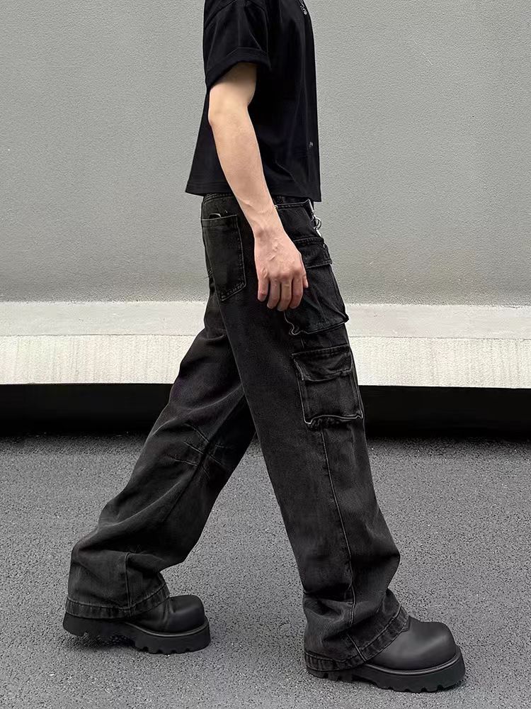 Japanese Brand × Jean High Street Black Washed Work Wide Leg Jeans Size US 32 / EU 48 - 4 Thumbnail