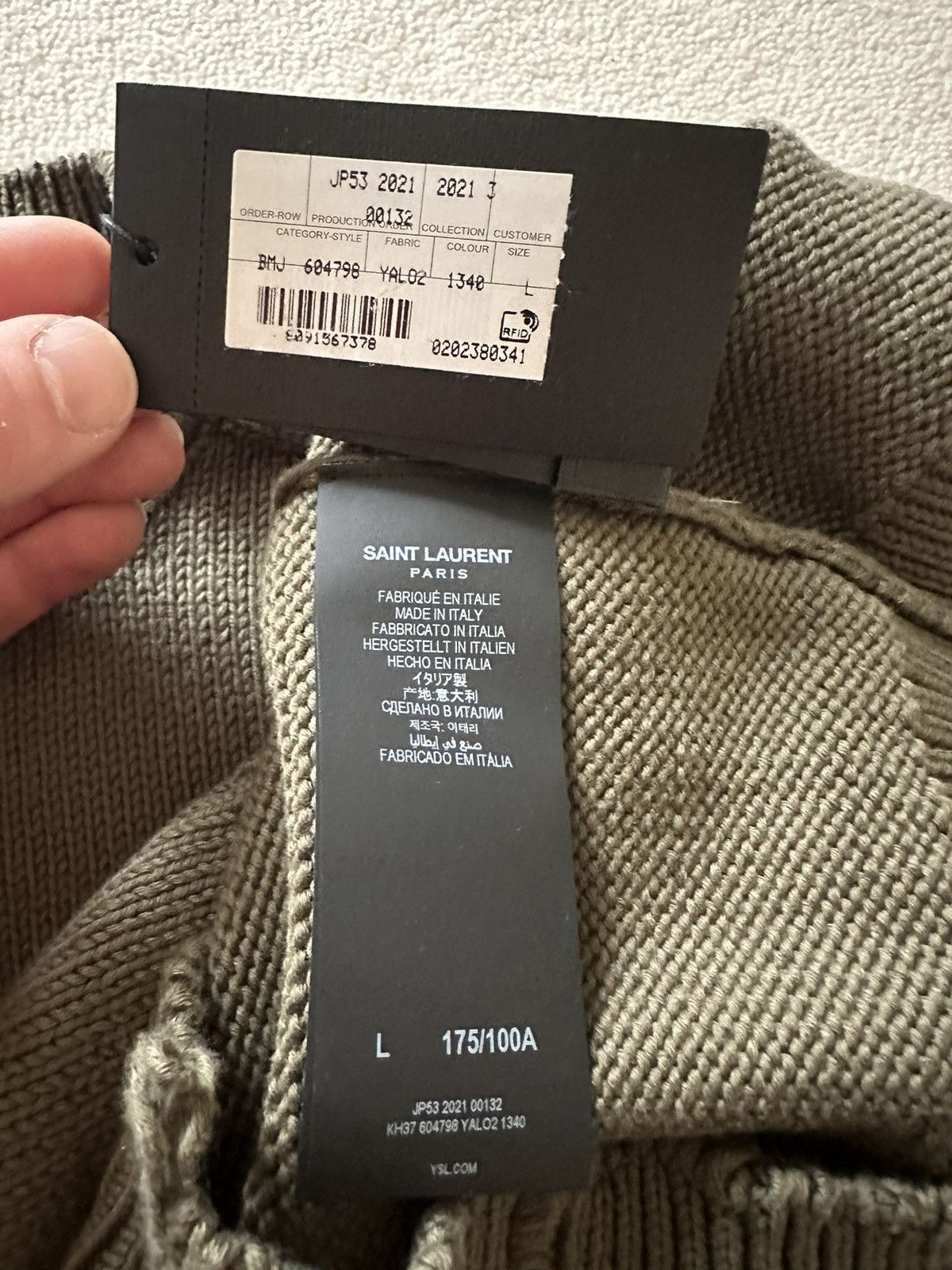 Saint Laurent Paris $990 FW21 Saint Laurent Green destroyed knit sweater L Size US L / EU 52-54 / 3 - 12 Thumbnail