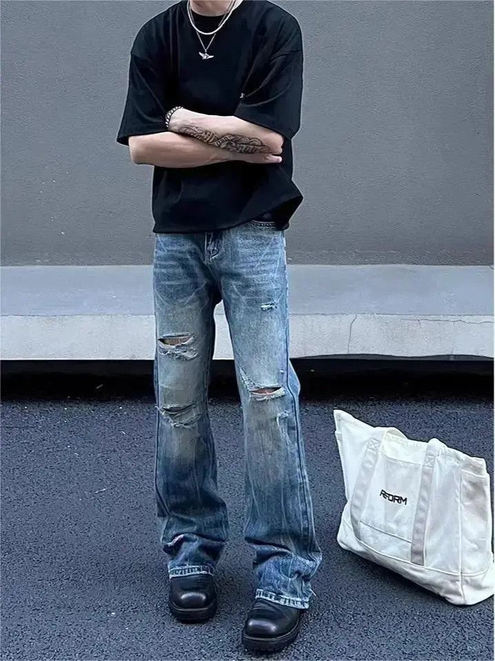 Japanese Brand Washed micro horn distressed jeans Size US 32 / EU 48 - 4 Thumbnail