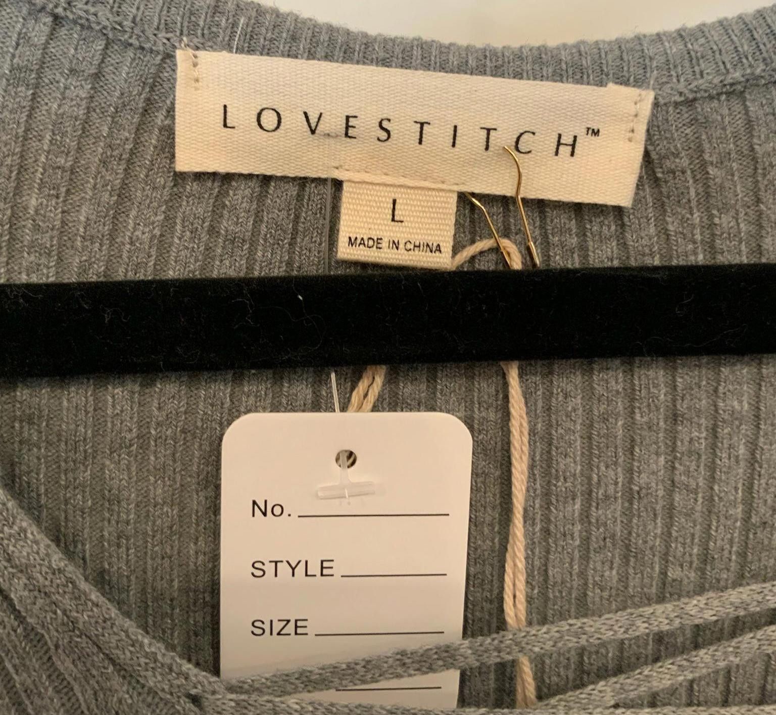 Designer Lovestitch Women's Ribbed Knit Midi Dress - Size L - Gray Size L / US 10 / IT 46 - 3 Thumbnail
