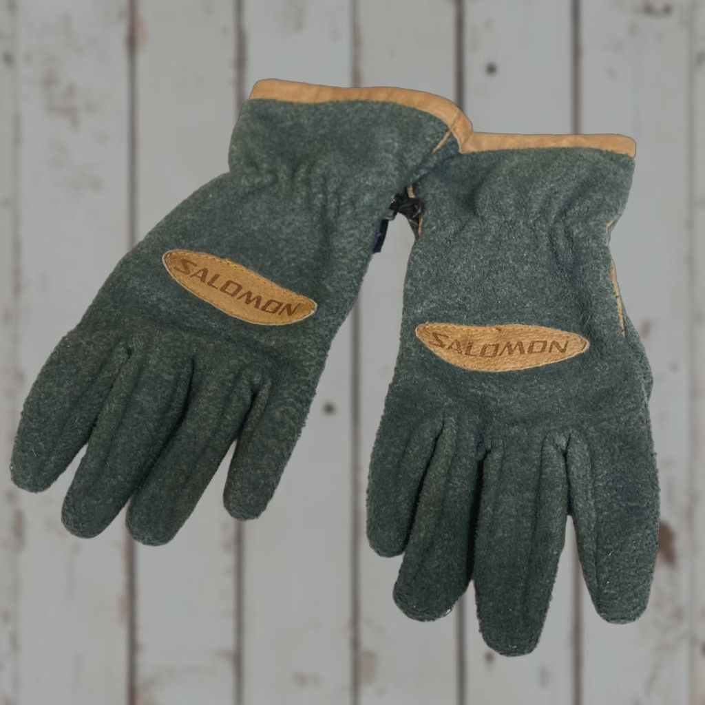Salomon VINTAGE Salomon Gloves Mens Medium Green Fleece Leather Casual Ski Glove Size US M / EU 48-50 / 2 - 1 Thumbnail
