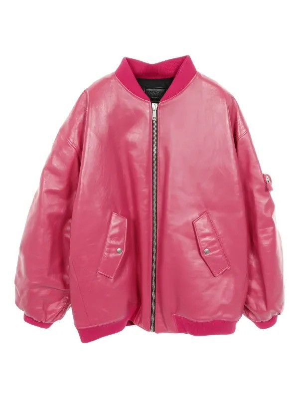 Prada 🍇SIZE L🍇Prada Leather Bomber Jacket in pink Size US L / EU 52-54 / 3 - 1 Thumbnail