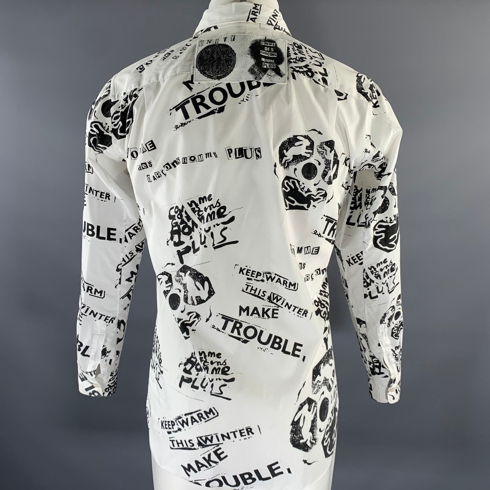 Comme des Garcons Homme Plus Size S White Black Graphic Long Sleeve Shirt Size US S / EU 44-46 / 1 - 4 Thumbnail