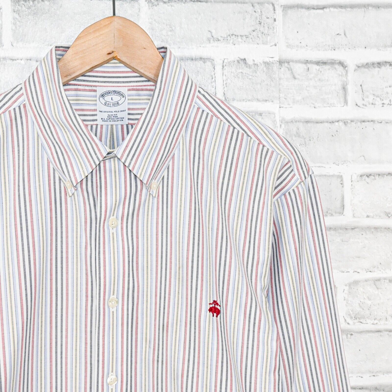 Brooks Brothers Brooks Brothers Slim Fit Button Down Shirt Red Logo striped Size US L / EU 52-54 / 3 - 2 Thumbnail