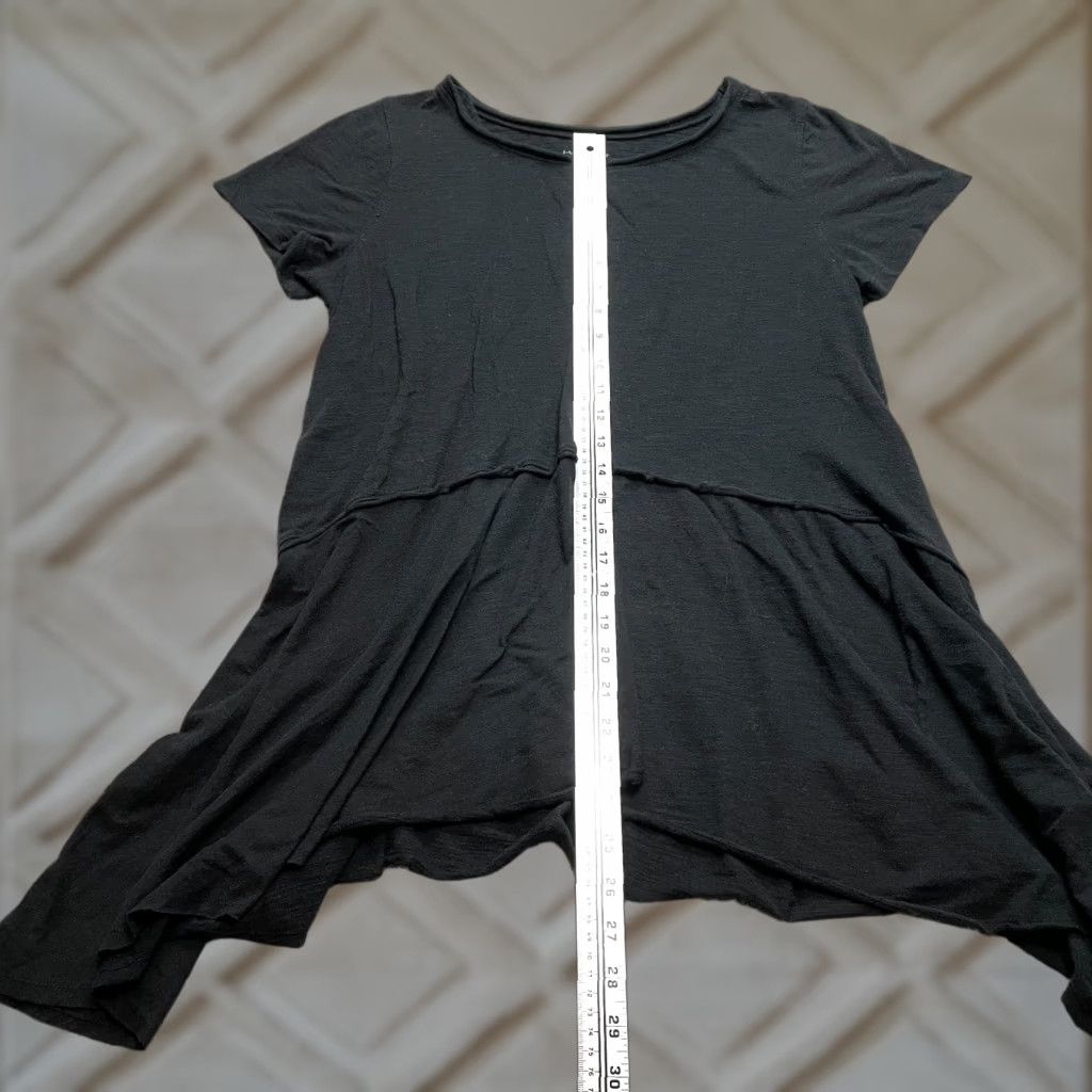 Vintage Lane Bryant Tunic Shirt Womens 10 Black Short Sleeve Knit Jersey Casual Fall Spring Summer Size L / US 10 / IT 46 - 1 Thumbnail