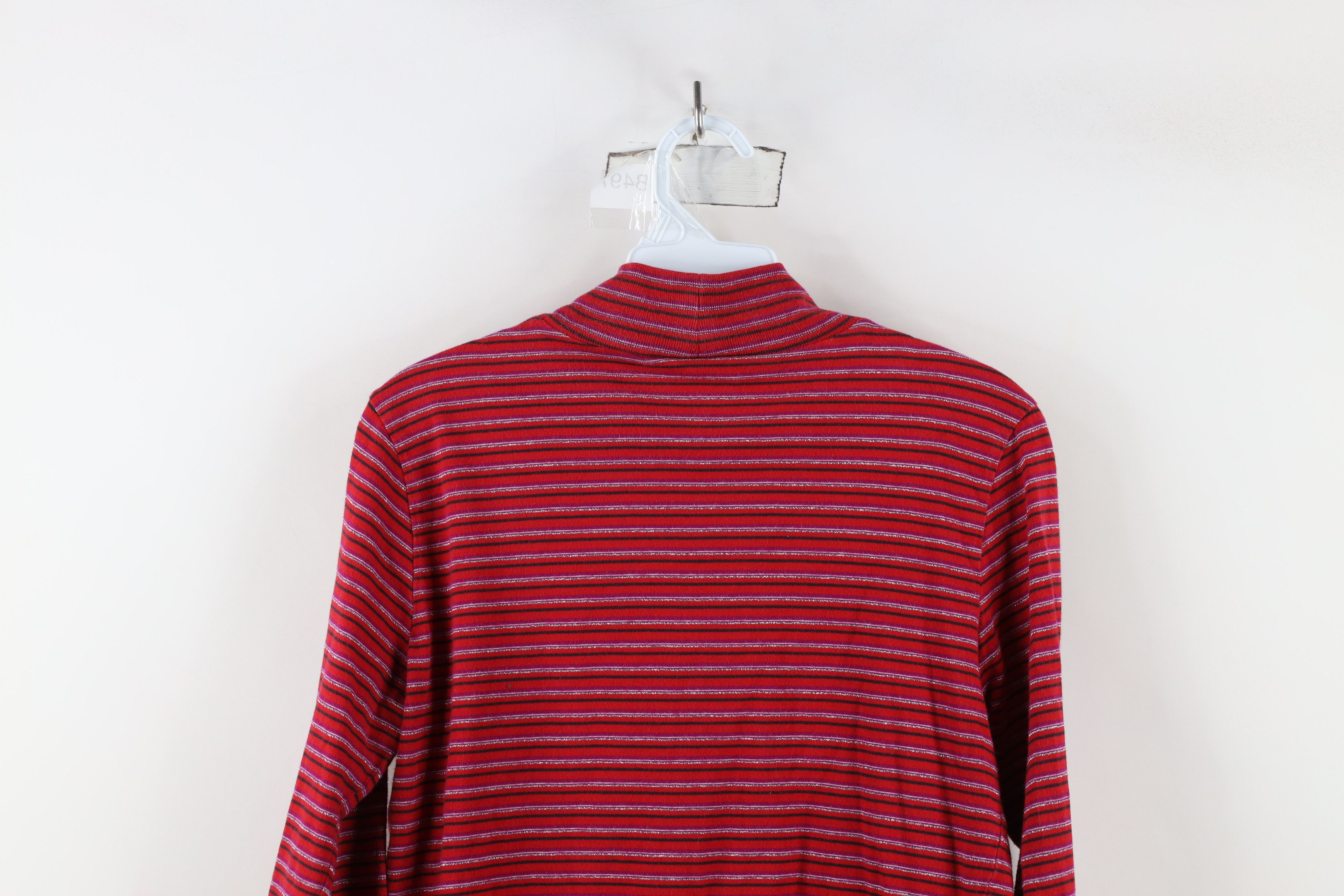 Vintage Vintage 90s Streetwear Striped Mock Neck Long Sleeve T-Shirt Size US S / EU 44-46 / 1 - 9 Thumbnail