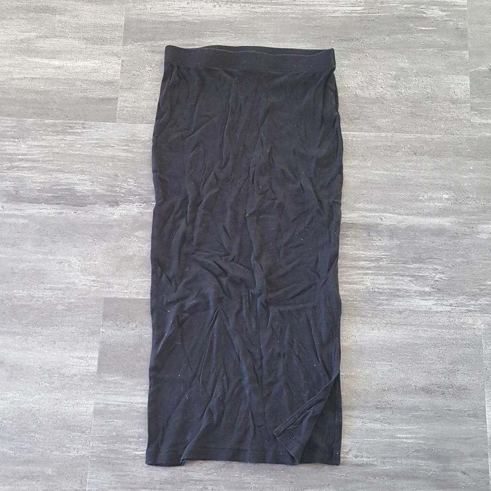 Designer Black Side Slit High Waisted Midi Size 28" / US 6 / IT 42 - 1 Thumbnail