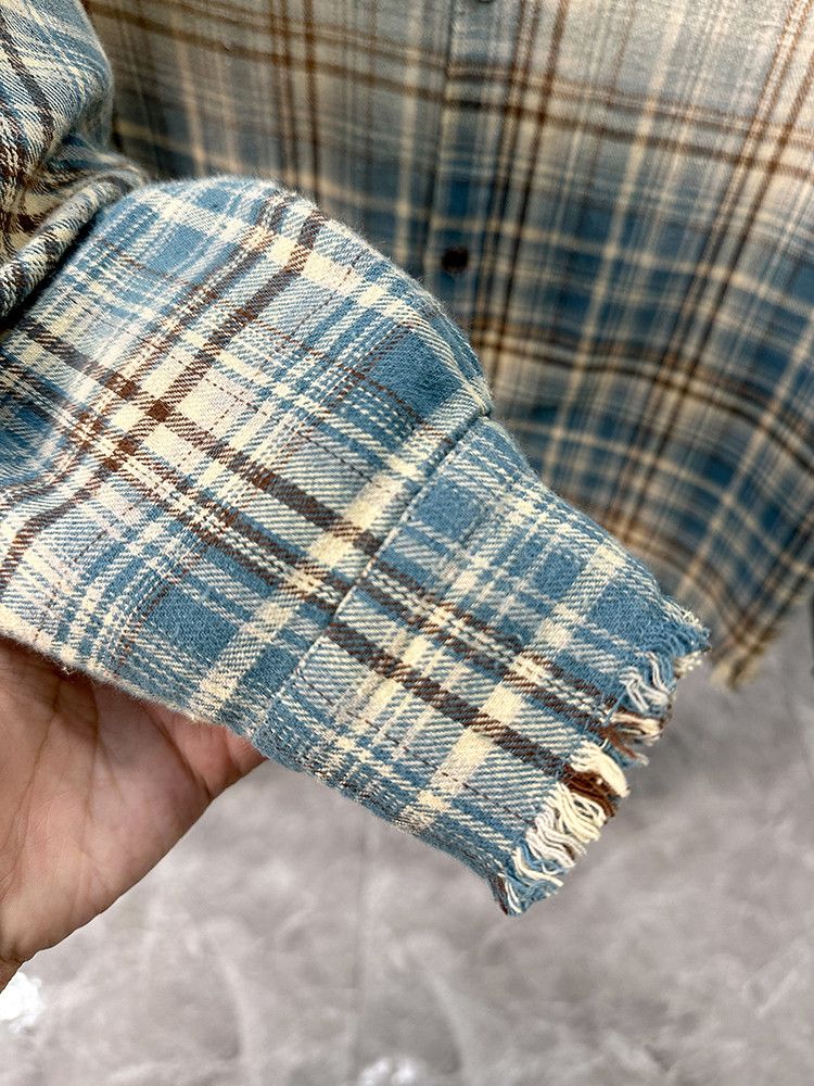 Vintage Plaid Distressed Long Sleeve Shirt Size US L / EU 52-54 / 3 - 9 Thumbnail
