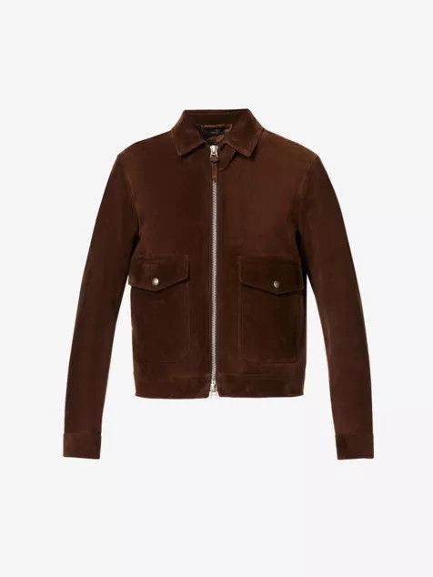 image of Tom Ford O1Loc1C0324 Tfl970 Buttery Suede Blouson In Brown, Men's (Size Large)