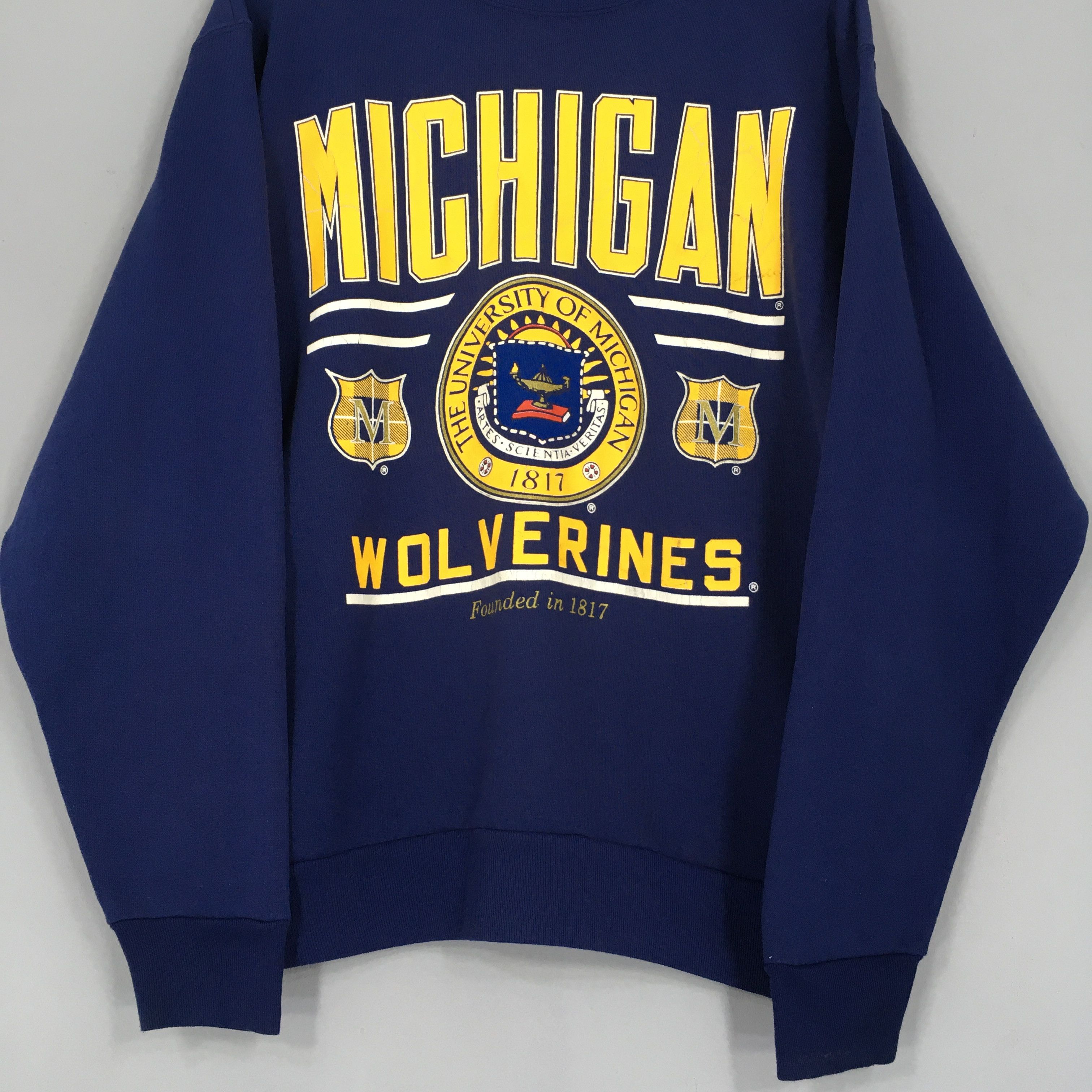 NCAA × Vintage Vintage 90s Michigan Wolverines NCAA Sweatshirt XLarge Size US XL / EU 56 / 4 - 3 Thumbnail