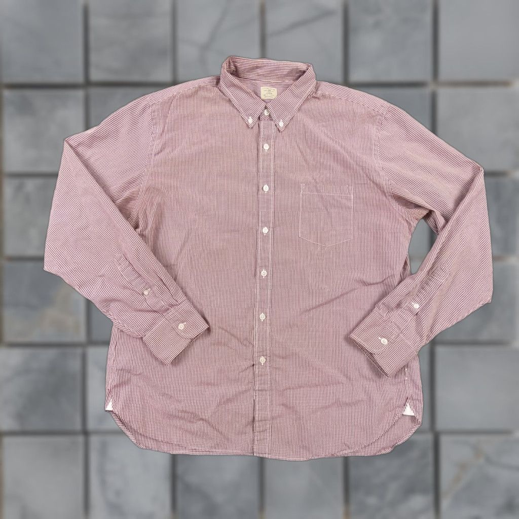 J.Crew J.CREW Button-Down Shirt Adult XL Red Cotton Long Sleeve Collared Check Pattern Mens Size US XL / EU 56 / 4 - 1 Thumbnail