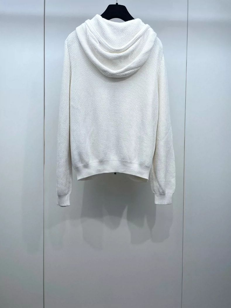 Loro Piana LORO PIANA Cream white hooded zipper knit sweater Size S / US 4 / IT 40 - 2 Thumbnail
