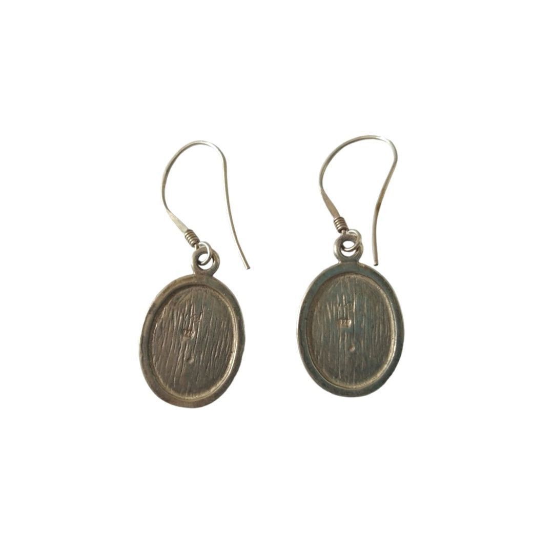 The Unbranded Brand Signed V-8 Oval Green Amber Dangle Earrings Sterling Silver Size ONE SIZE - 2 Thumbnail