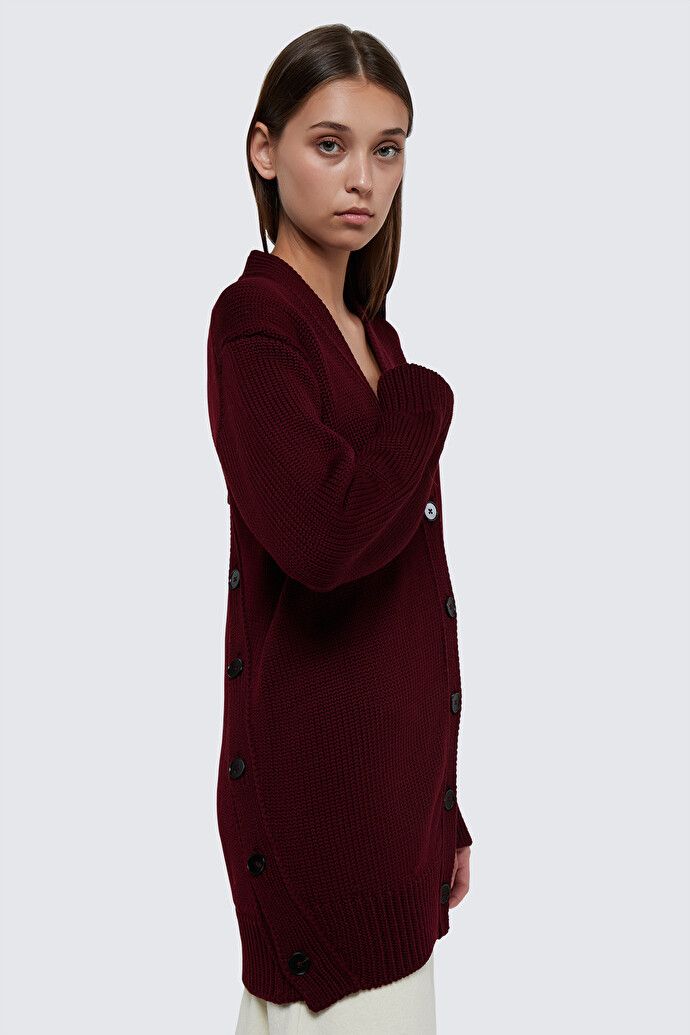 Jil Sander o1y1025 Cardigan in Burgundy Size XS / US 0-2 / IT 36-38 - 2 Thumbnail