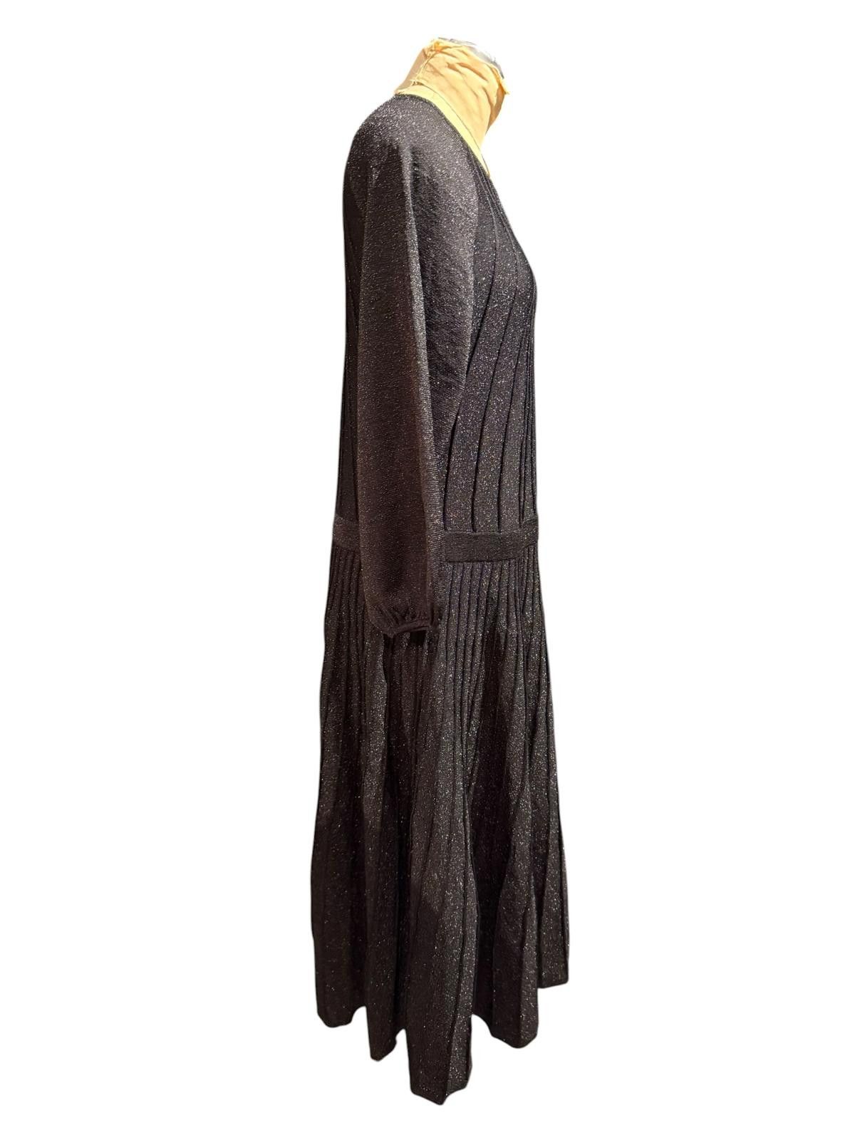 Other The Fold Lumia Black Metallic Knit Dress with Pleated Skirt Size L / US 10 / IT 46 - 3 Thumbnail